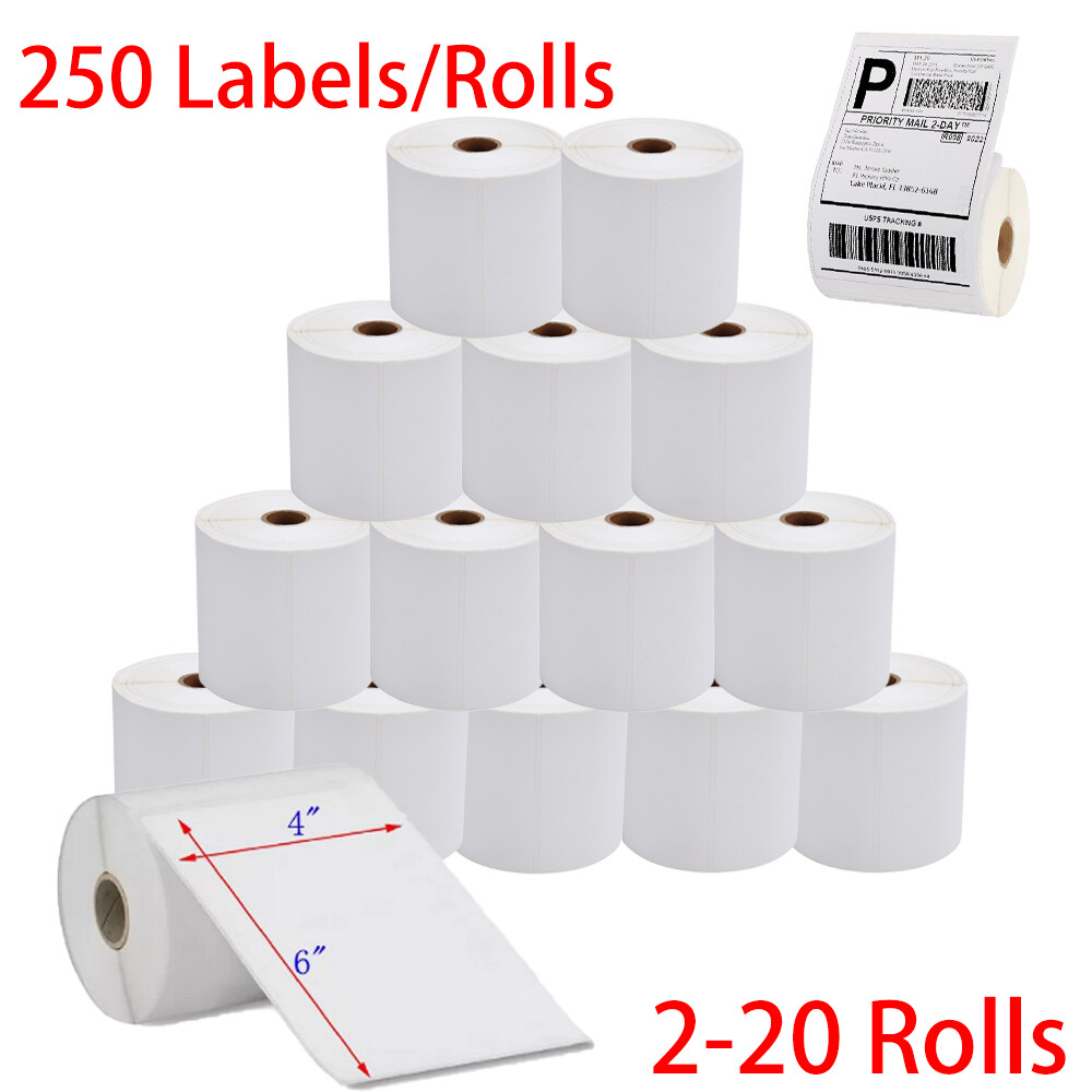 2-20R Direct Thermal Shipping Labels 4×6″ 250/Roll For Zebra 2844 ZP450 Eltron