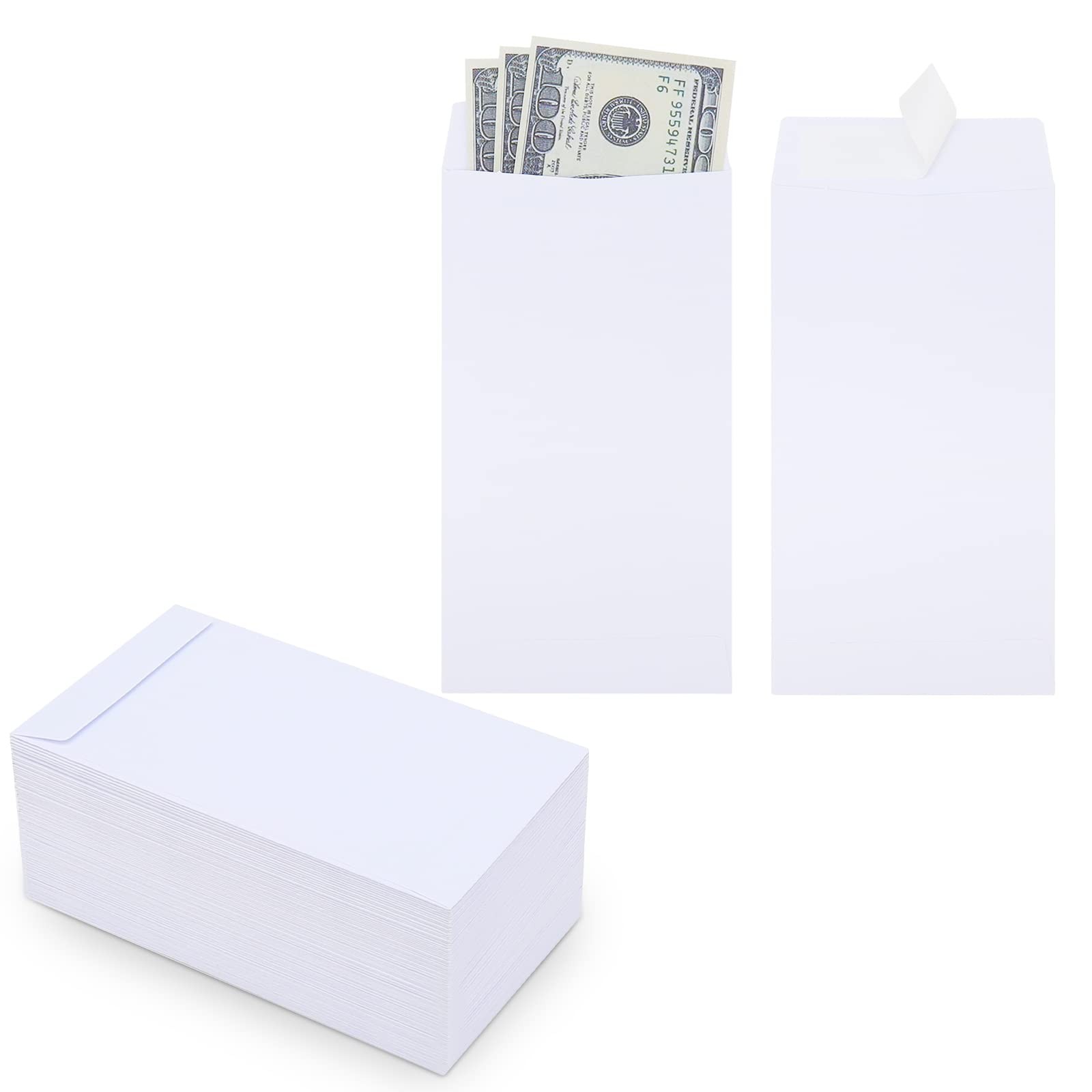100 Pack Cash Envelopes Self adhesive 6.7×3.5 Inch, Fit for Envelope Money Sa…