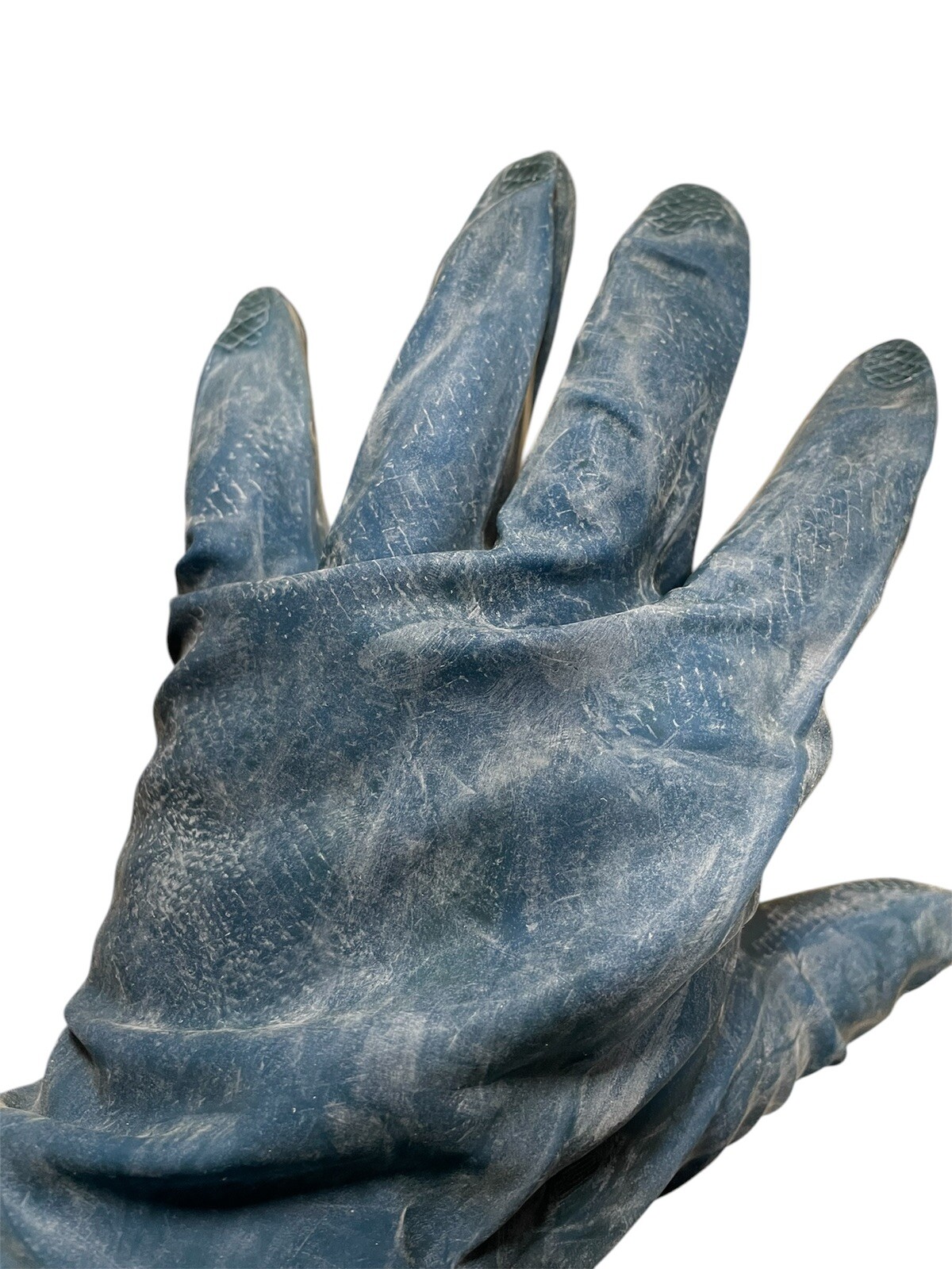 48 Blue Color Latex Gloves Pinked Cuff Chlorinated 4301 Left Hand FAST Shipping