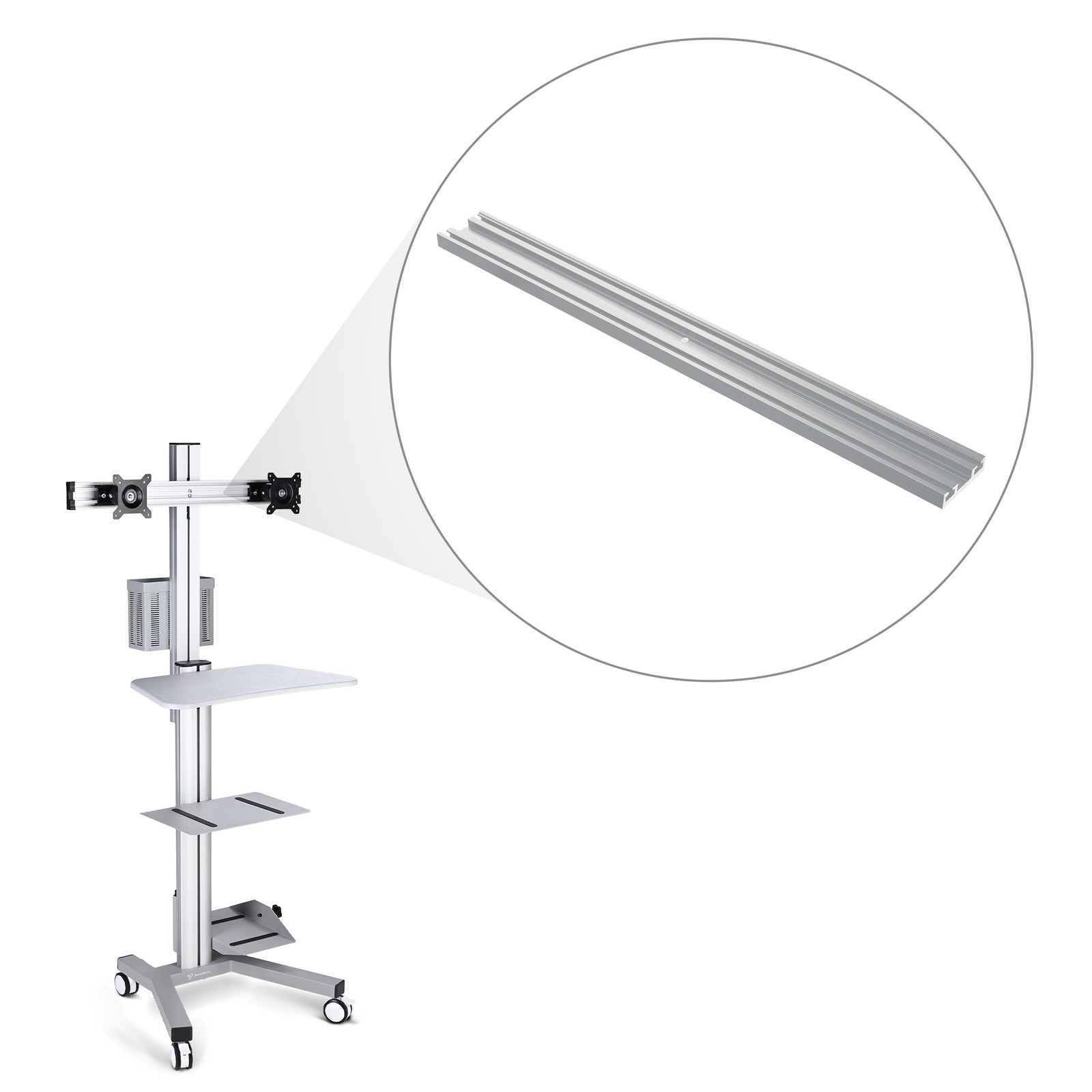 YesSources Medical Mobie PC Cart Computer Dual Mount Extension Pole CPU Holder