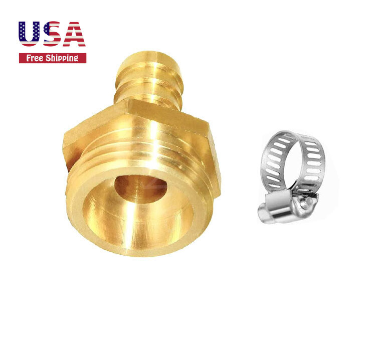 1/2″ Barb x 3/4″ Male GHT Thread Hex Brass Garden Water Hose Pipe Connector 1pc