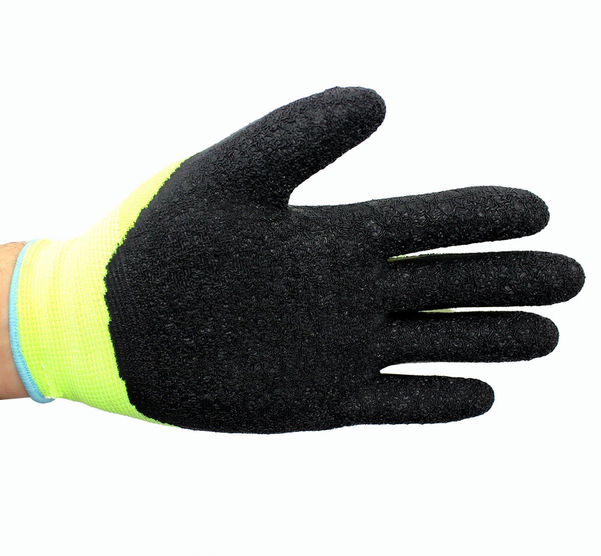 12 Pair Diesel Green Safety Gloves Latex Coated Grip Dirt Resistant Color