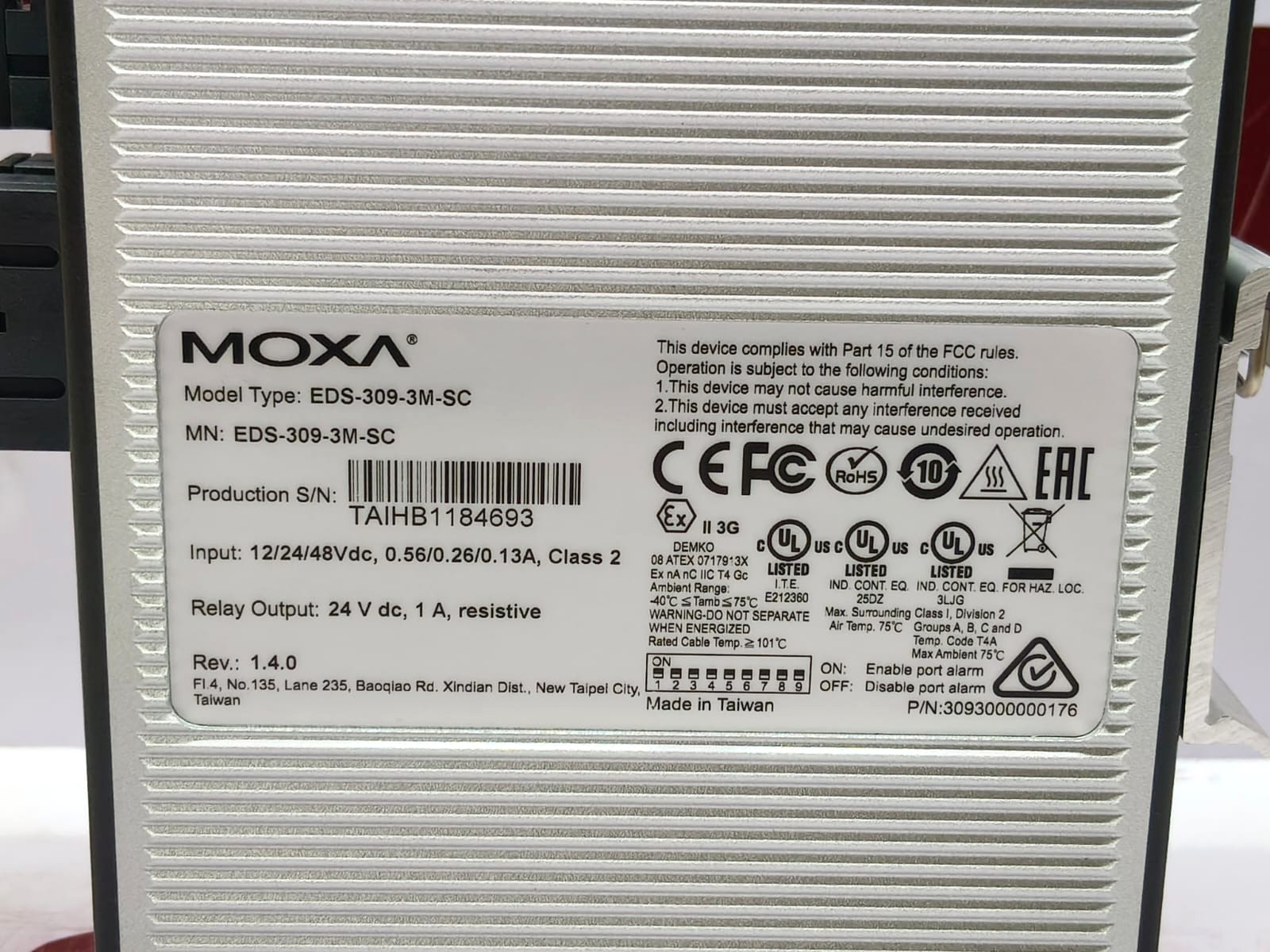 Moxa EDS-309-3M-SC 9-Port Unmanaged Industrial Ethernet Switch NEW REV 1.4.0