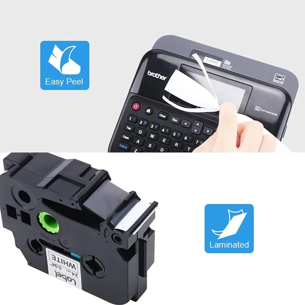 5PK 24mm Tz 251 TZe251 Black on White Label Tape For Brother P-touch PT2730