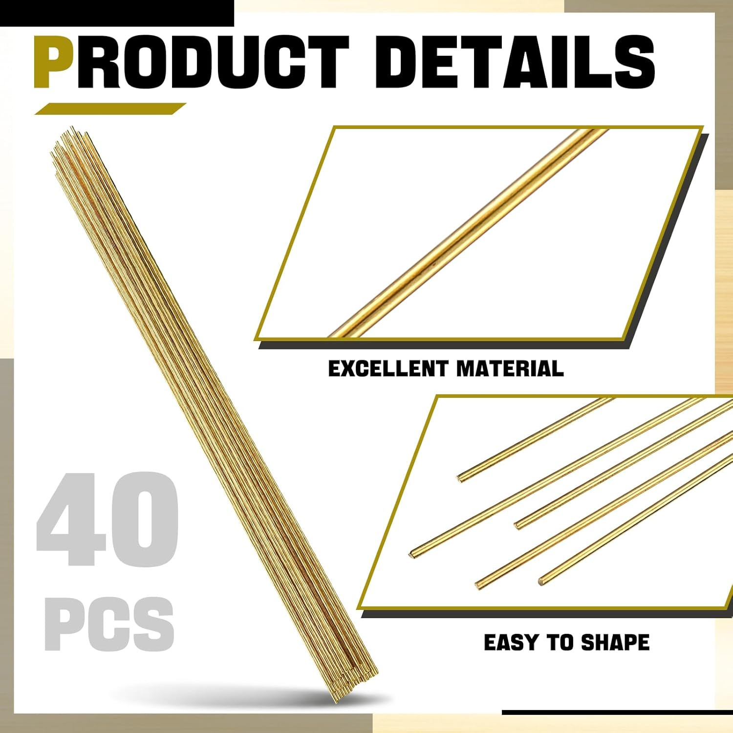 40 Pcs Brass Rods 1.5 Mm 2 Mm Brass Welding Brazing Rods Copper Alloy Solid for