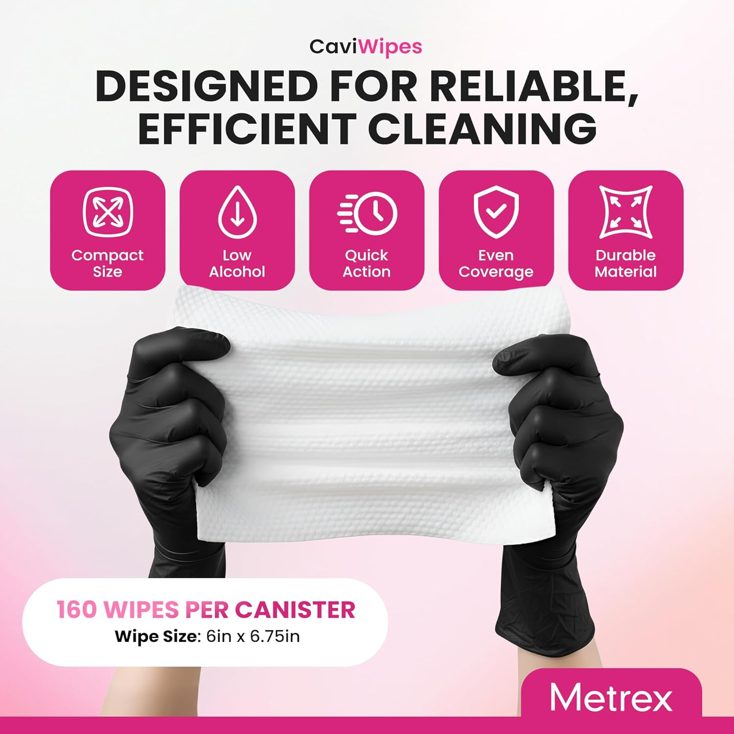 CaviWipes Surface Disinfectant Towelettes 160 Canister- Case of 12, 13-1100