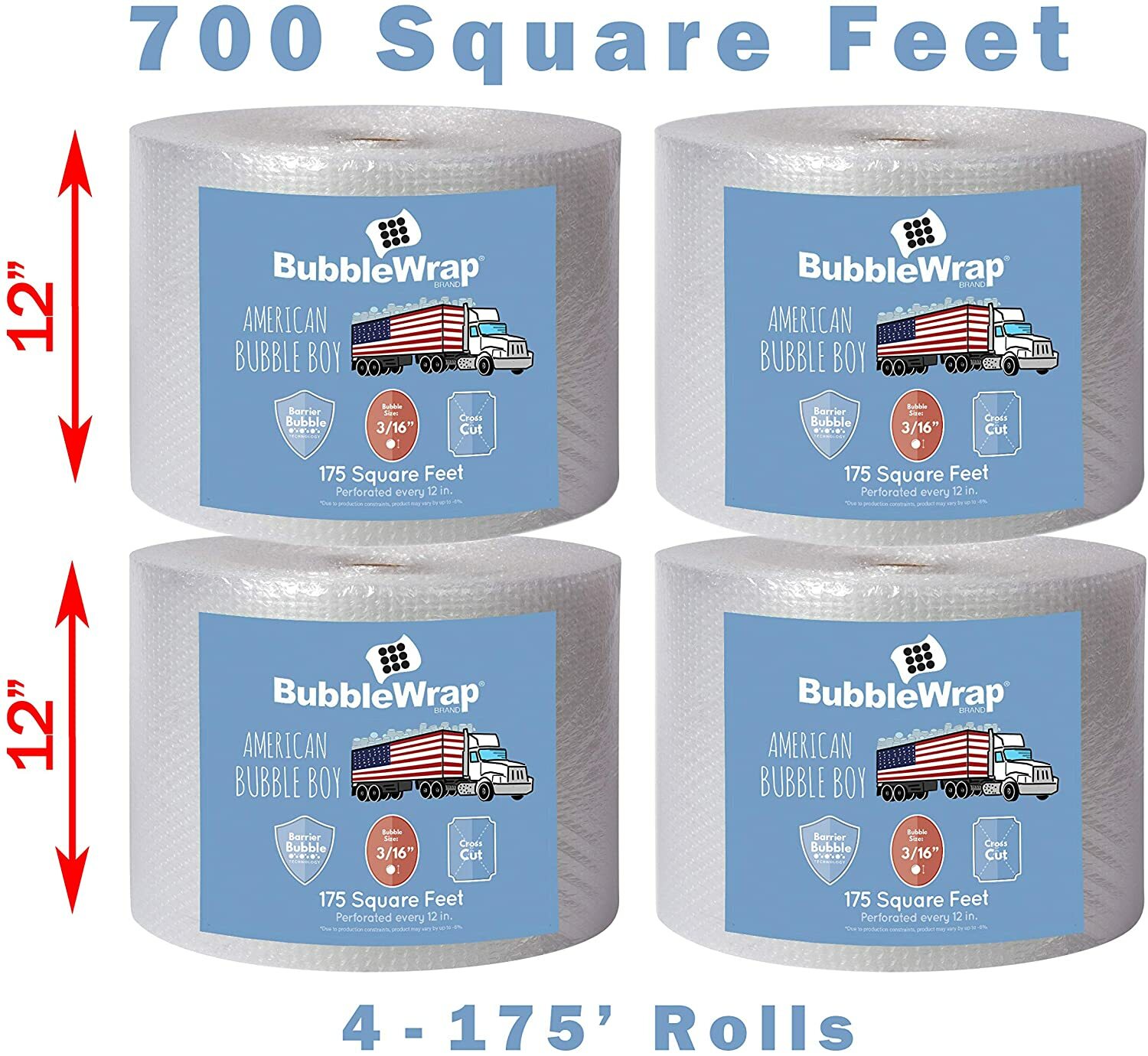 3/16″ x 700′ Ft Bubble Roll Small Bubbles 12″ Wide (QUALITY) Cushion Wrap