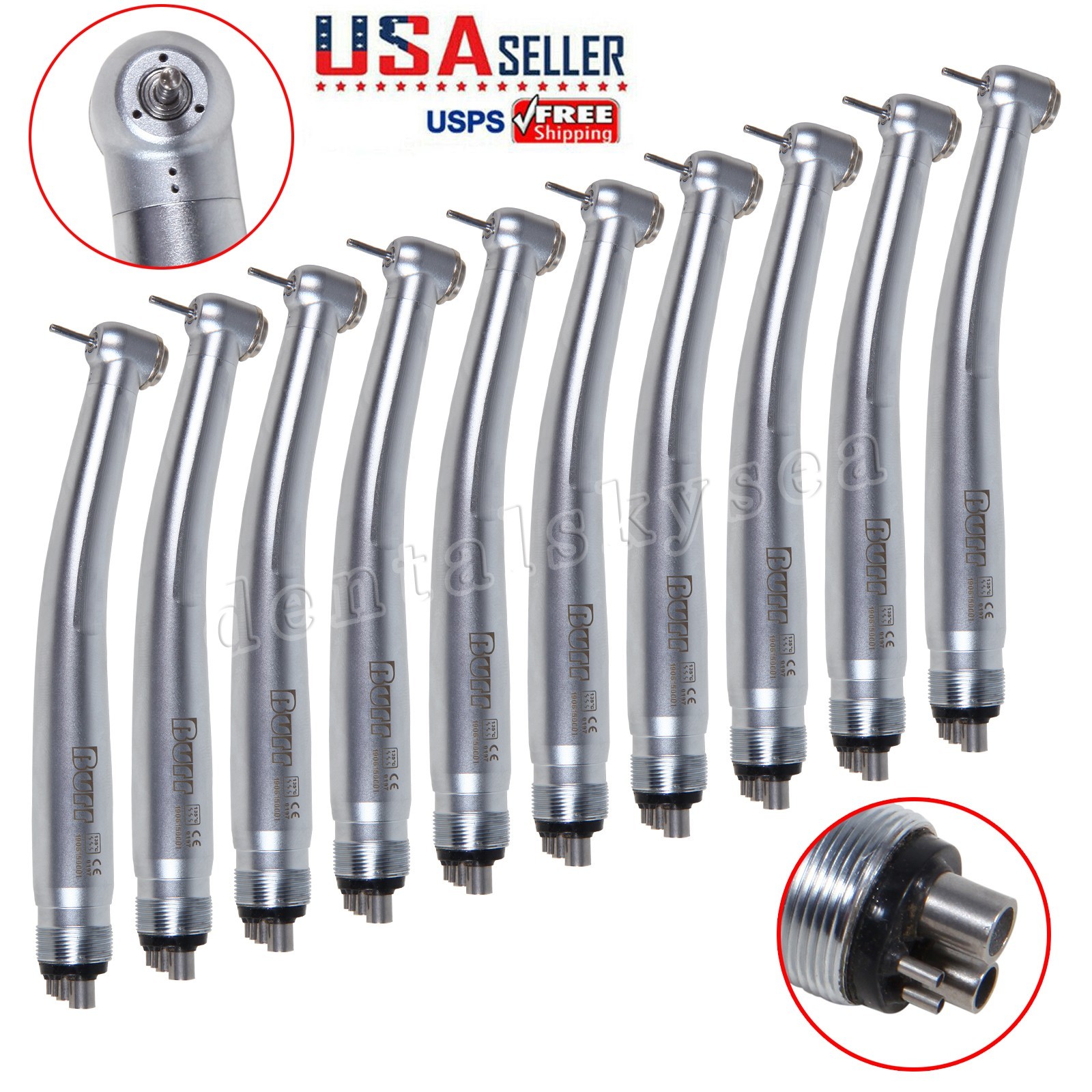 10pcs NSK PANA MAX Style Dental High Speed Handpiece Turbine Push Button 4 Hole