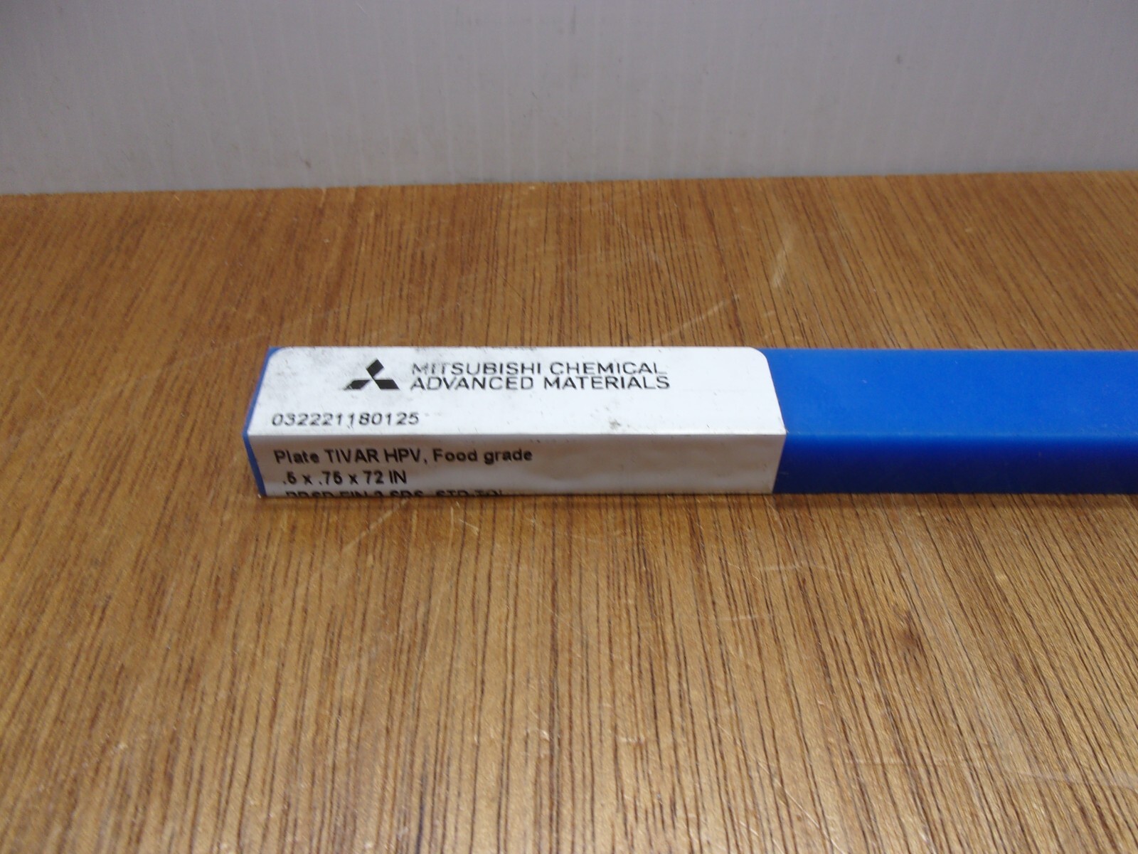 (Qty.2) 3/4″ X 1/2″ X 12″ UHMW PE Tivar Blue Flat Bar Plate Stock FDA Compliant