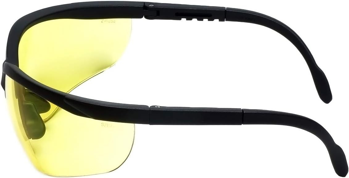 Full Rim Adjustable Safety Glasses with Yellow Tint for Indoor and Outdoor Use