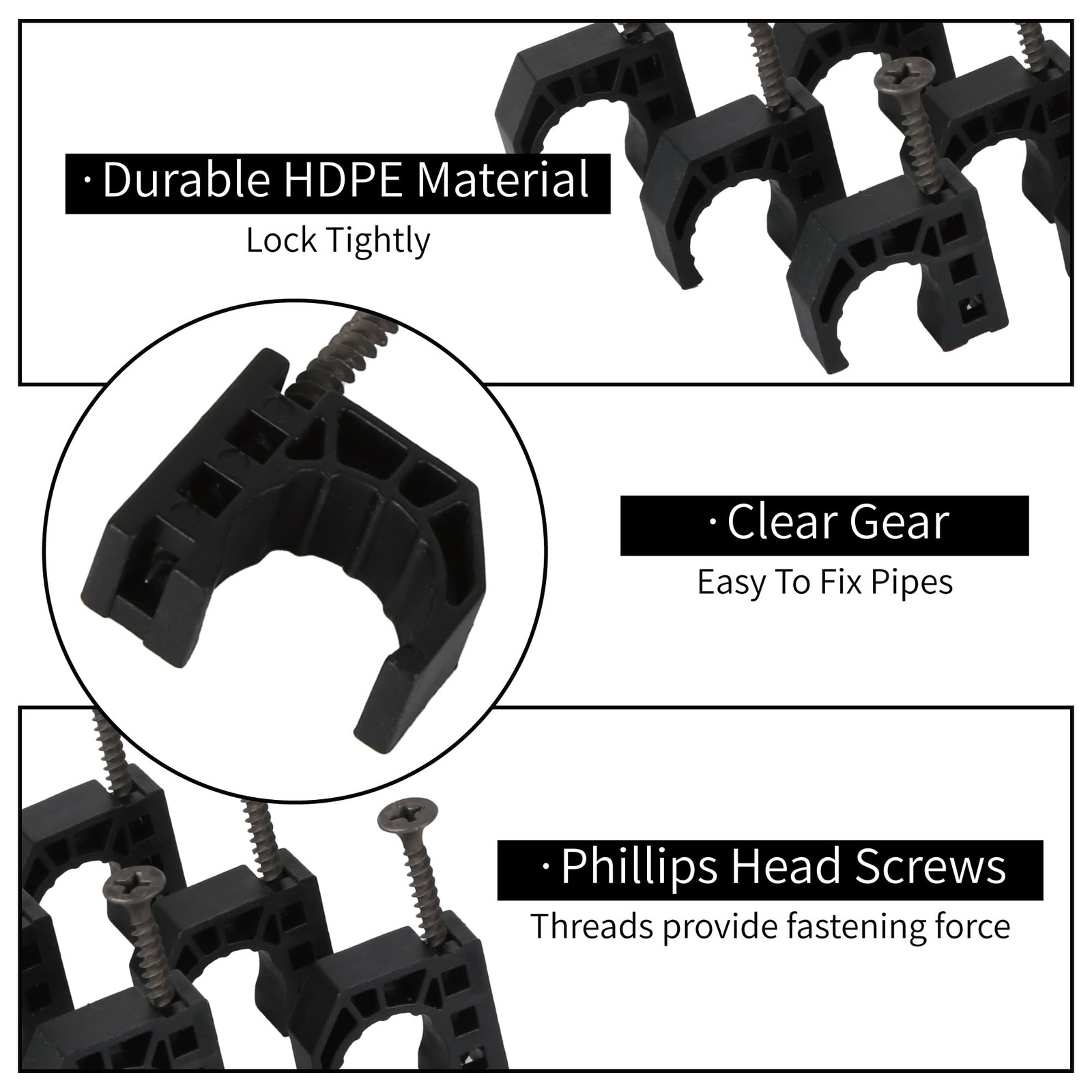 50 Pack 1/2″ Half Clamps JHook with Screws, PEX Clips JClamp for Tubing Pipe …