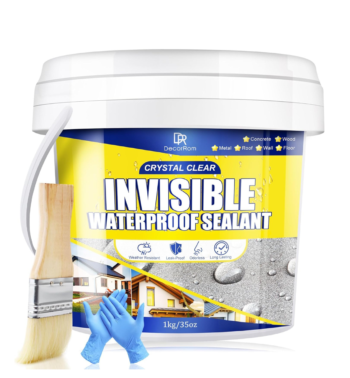Transparent Waterproof Coating, 70oz Clear Waterproof Sealant – Concrete Crac…