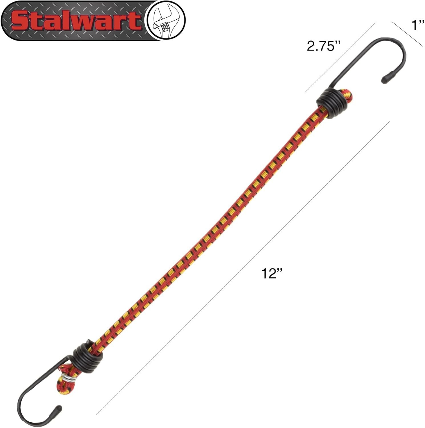 Essential 12-Inch Bungee Cords – 10-Pack Rubber with Adjustable Heavy-Duty Hooks