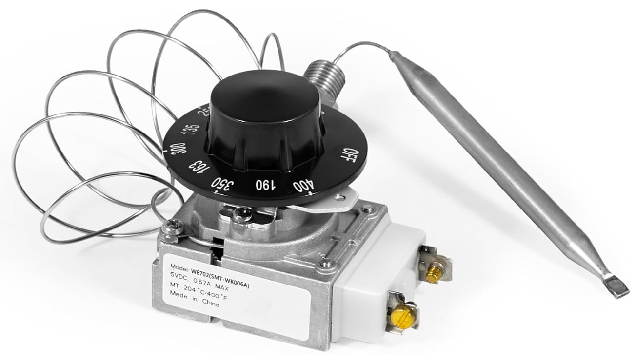 Deep Fryer Thermostat Kit 200–400°F | 1/4″ MPT Temp Control w/ Knob Switch