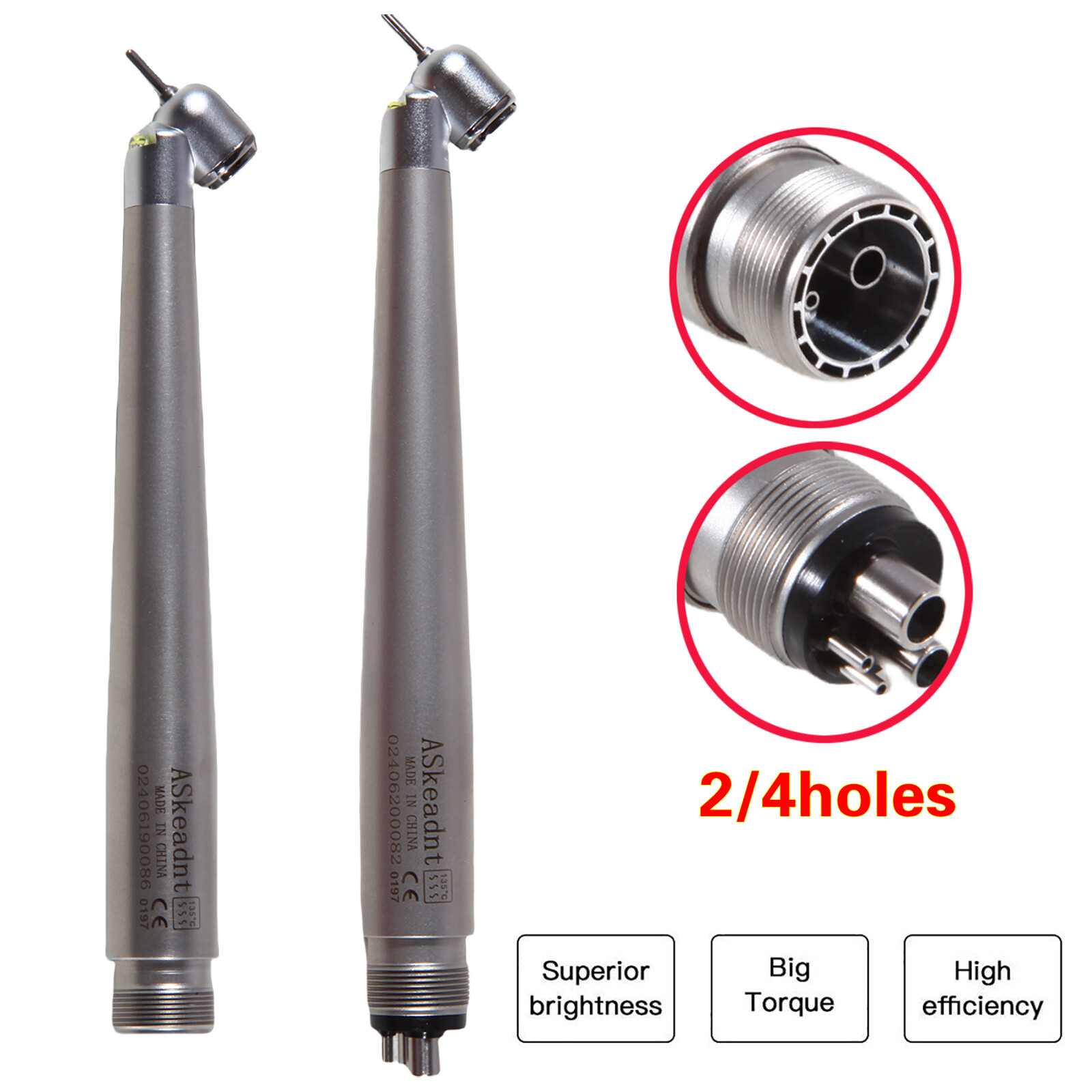 NSK Style Dental Surgical 45° Degree /LED High Speed Handpiece Turbine 2/4Holes