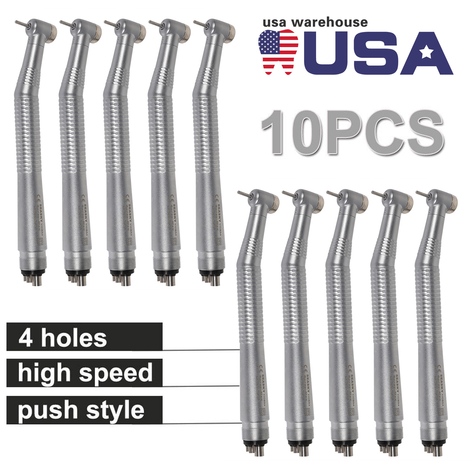 1-10 Packs Seasky Dental Turbine High Speed Handpiece 4Hole Fit NSK PANA MAX