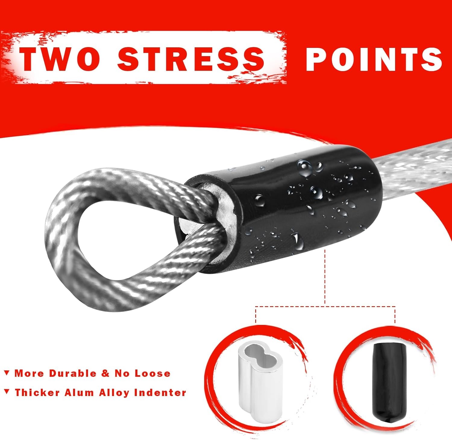 2 Pack 1/8″ Stainless Steel Security Cable, 4FT Double Loop Chain Wire Rope