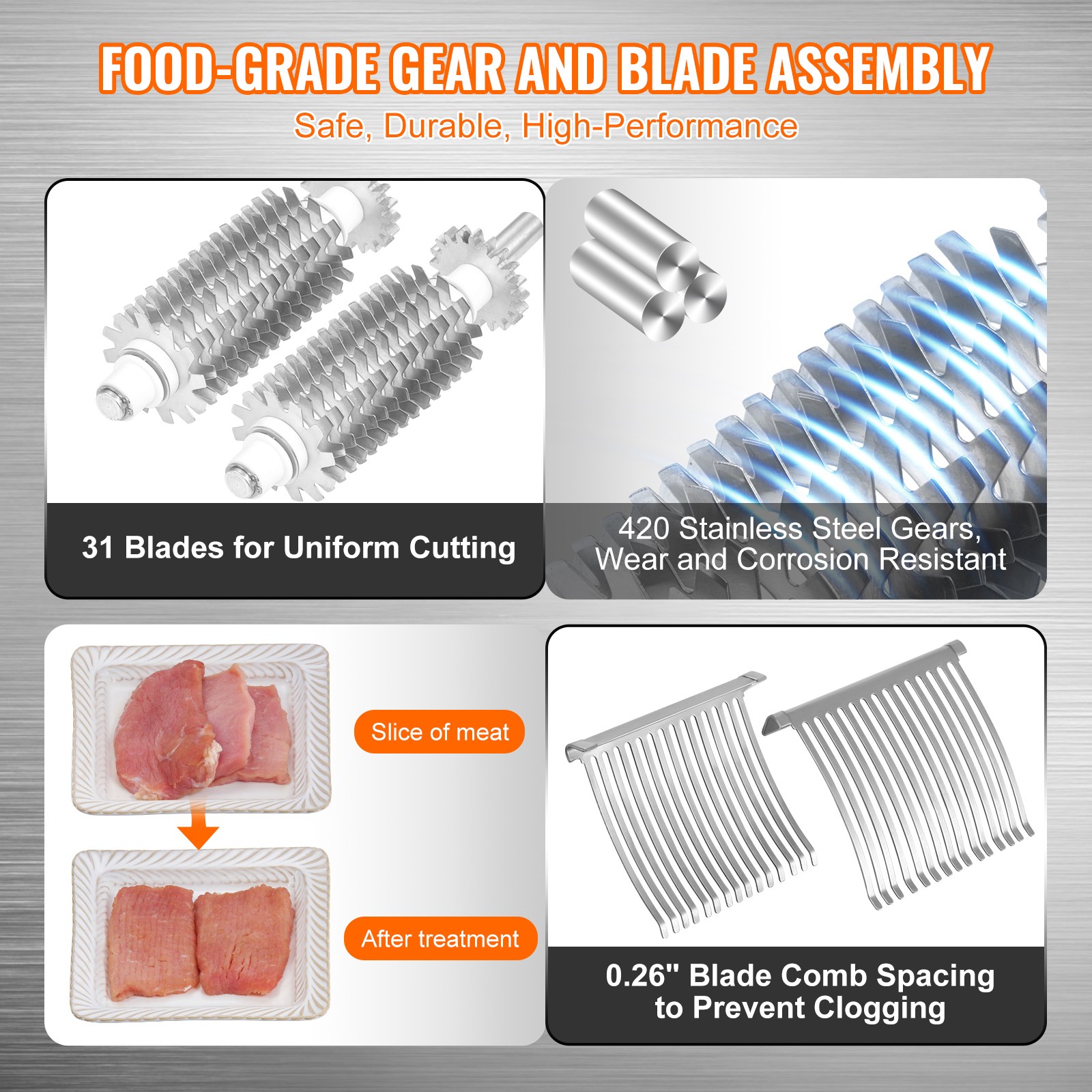 VEVOR Commercial Manual Meat Tenderizer Machine Stainless Steel Kitchen Tool