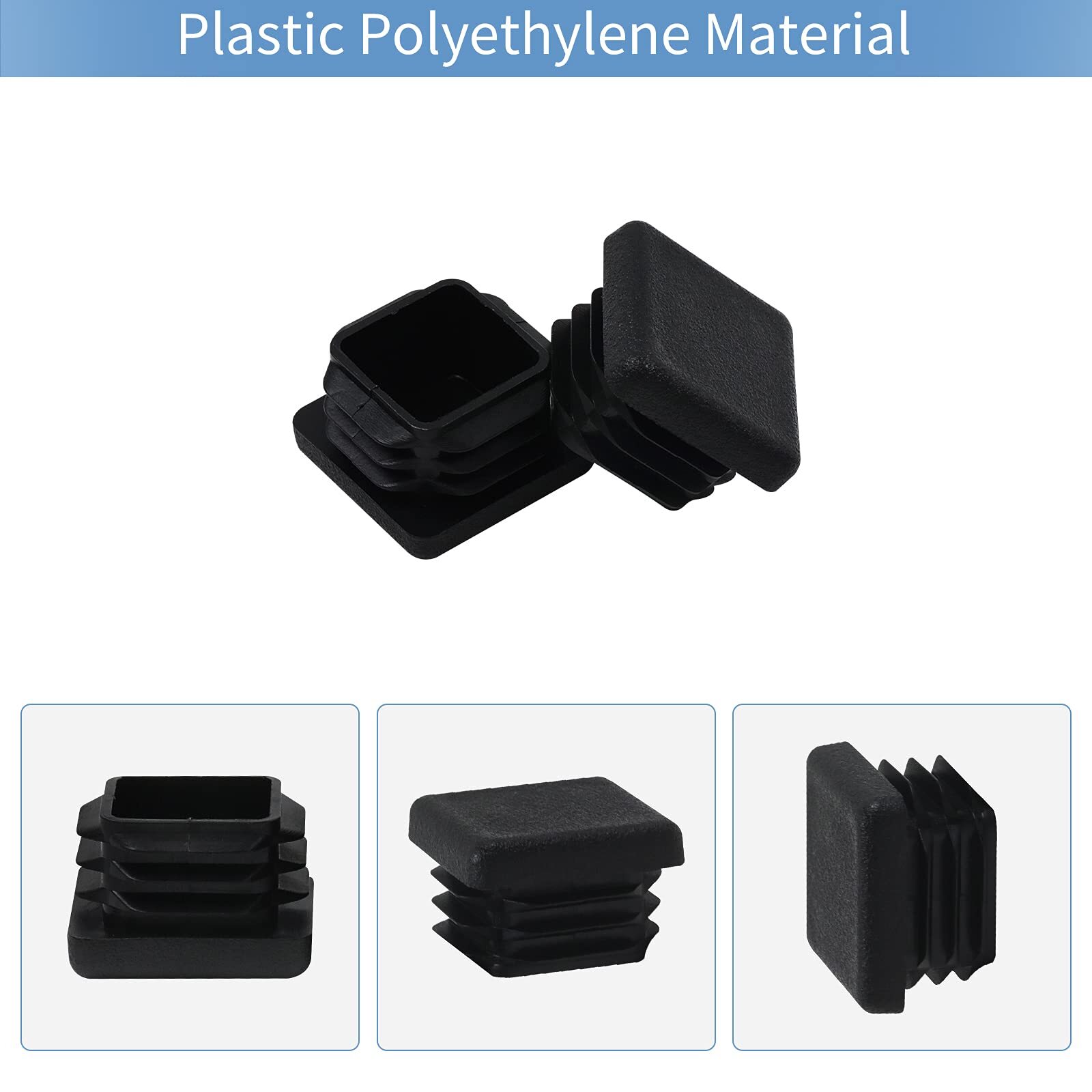 1″x1″ Square Tube End Cap Plastic Plugs 12 Pack, 1×1 1 Inch Square Tubing Plug