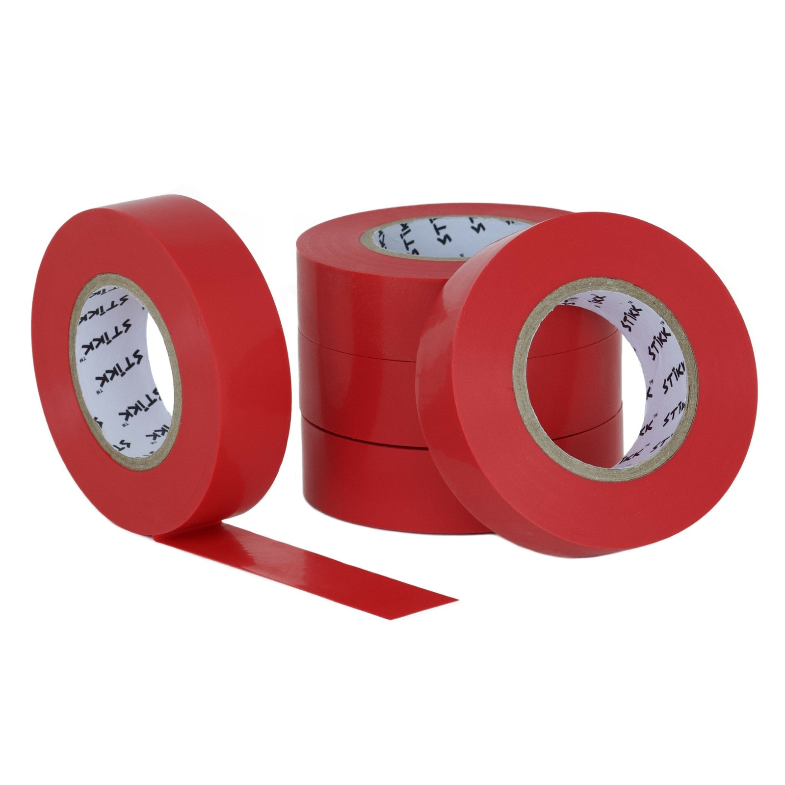 STIKK Red Electrical Tape (5 Pack) 3/4″ Wide 66 Feet 20 Meters Long