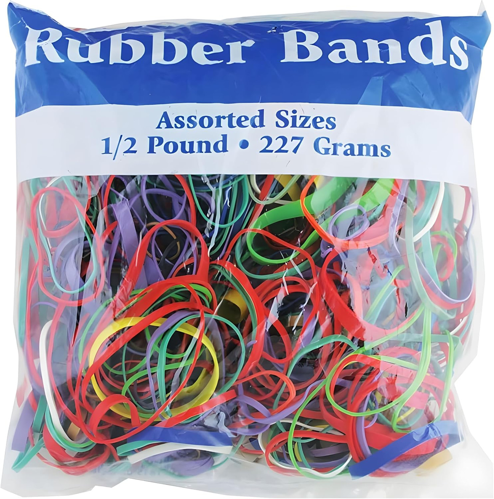 Assorted Rubber Bands Bulk Pack 0.5 lb Strong Elastic Cables, Files, Office