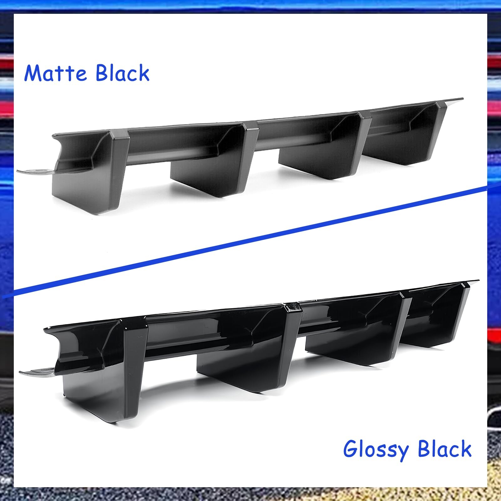 Rear Bumper Diffuser Dodge Challenger SRT SXT 2015-2023 Glossy Black Shark Fins