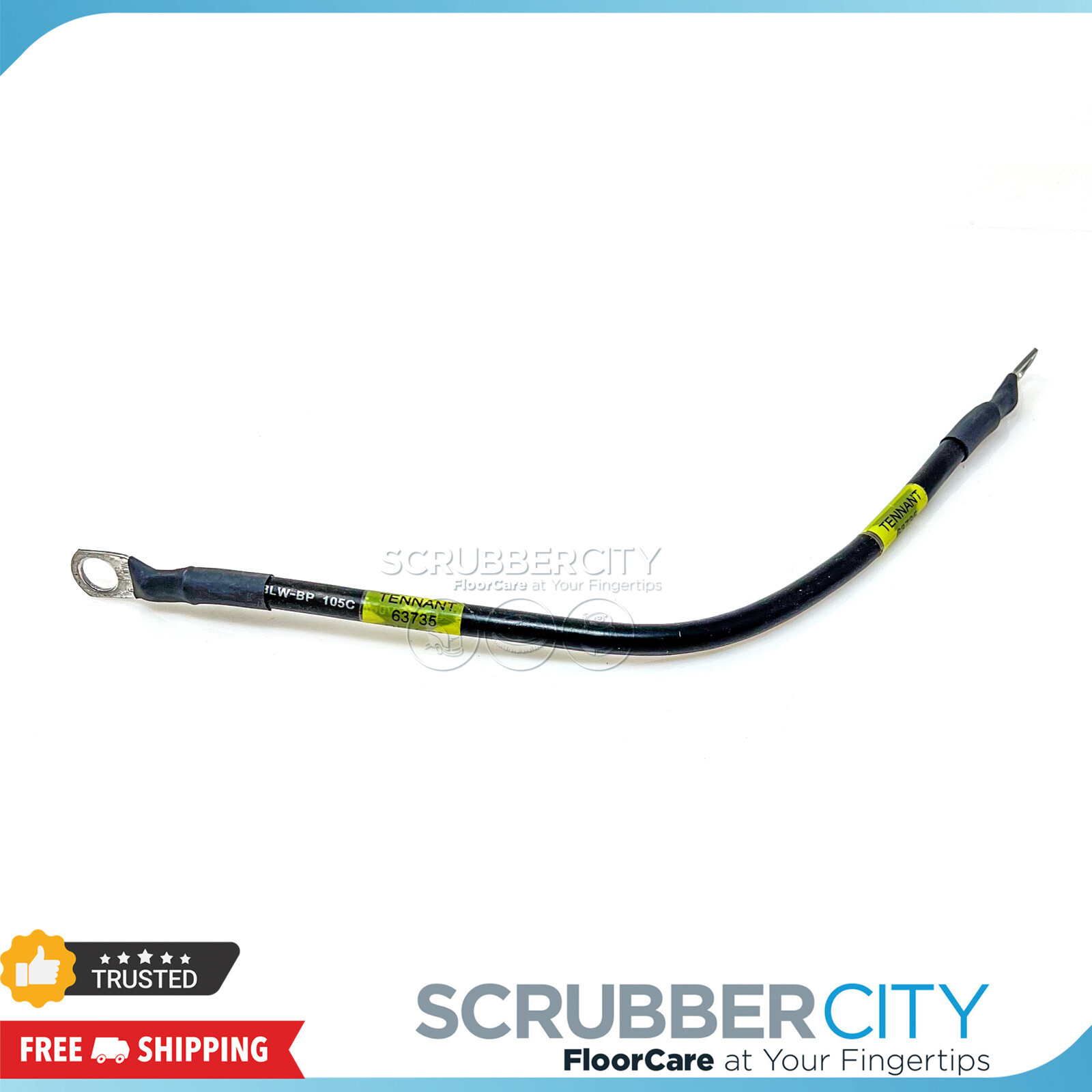 63735 Battery Cable for Tennant CABLE, 06GA 11.0L BLK .38RING /.38RING