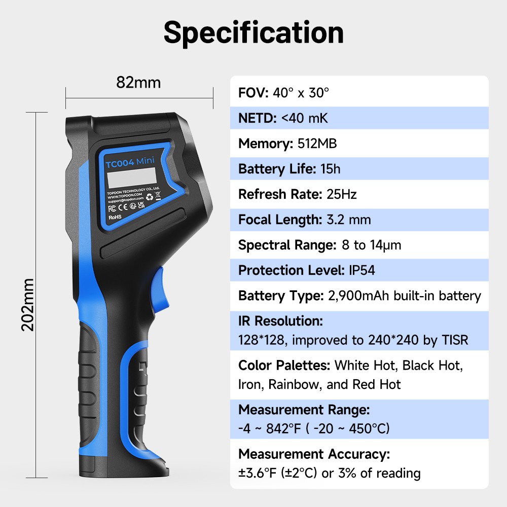 2025 TOPDON TC004 Mini Thermal Imaging Camera 240*240 IR Long Battery Life US