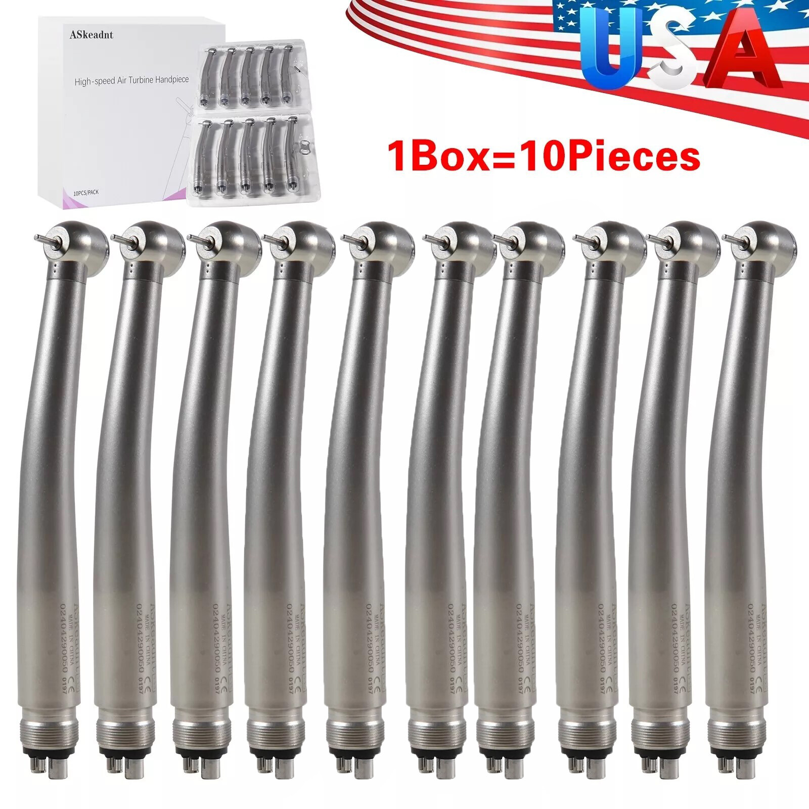 10 PCS Dental High Speed Handpiece Push Button Turbine 4 Hole NSK Pana Max Style