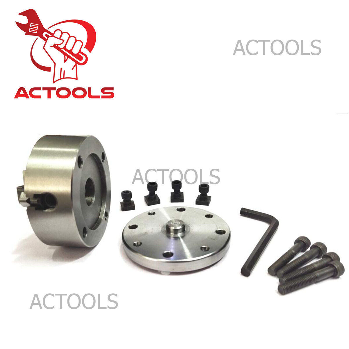 Tilting Rotary Table 4″100mm + 80mm Chuck Independent 4 Jaws+ Back Plate+ T-nuts