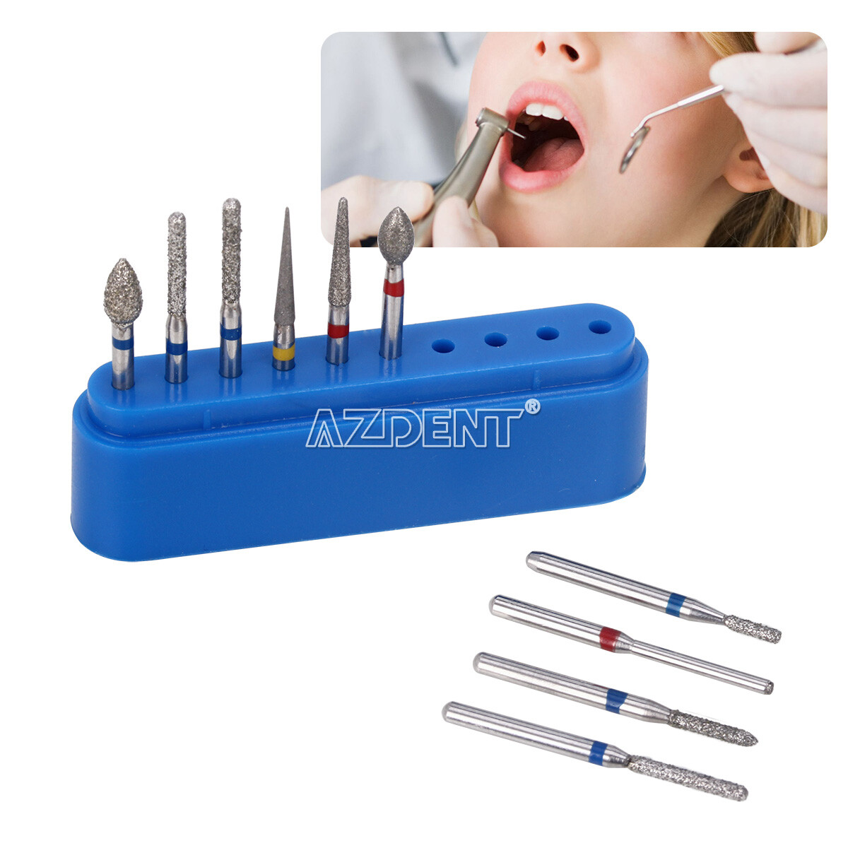AZDENT Dental Diamond Burs FG Crown Preparation Anterior/Molar kit FG112 FG113