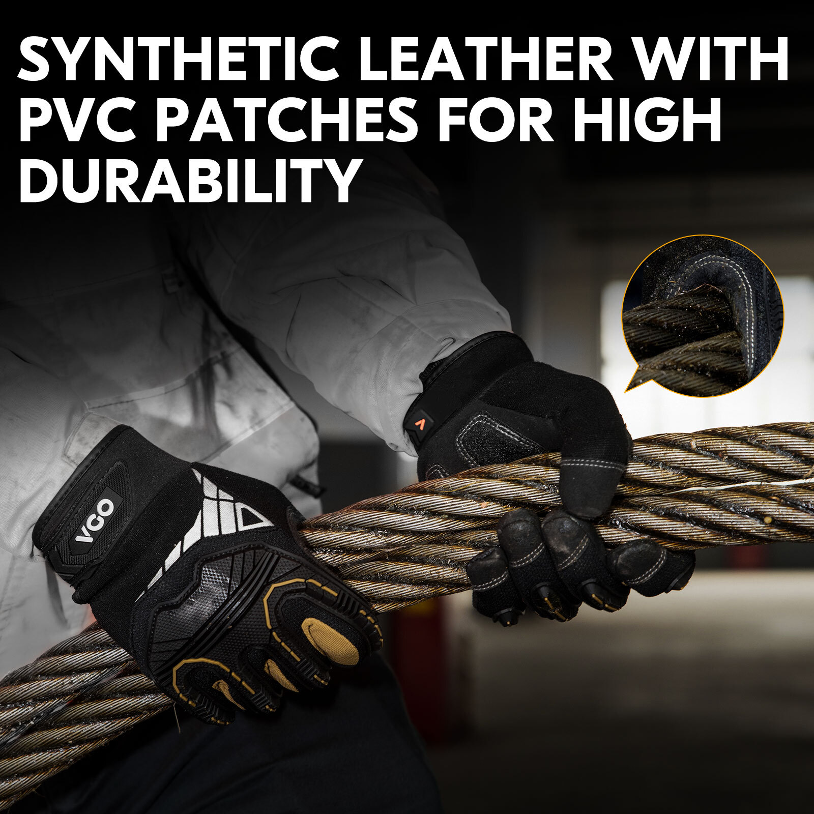 Vgo 1/2/3 Pairs Heavy Duty Work Gloves,Mechanic Gloves ImpactProtection (SL8849)