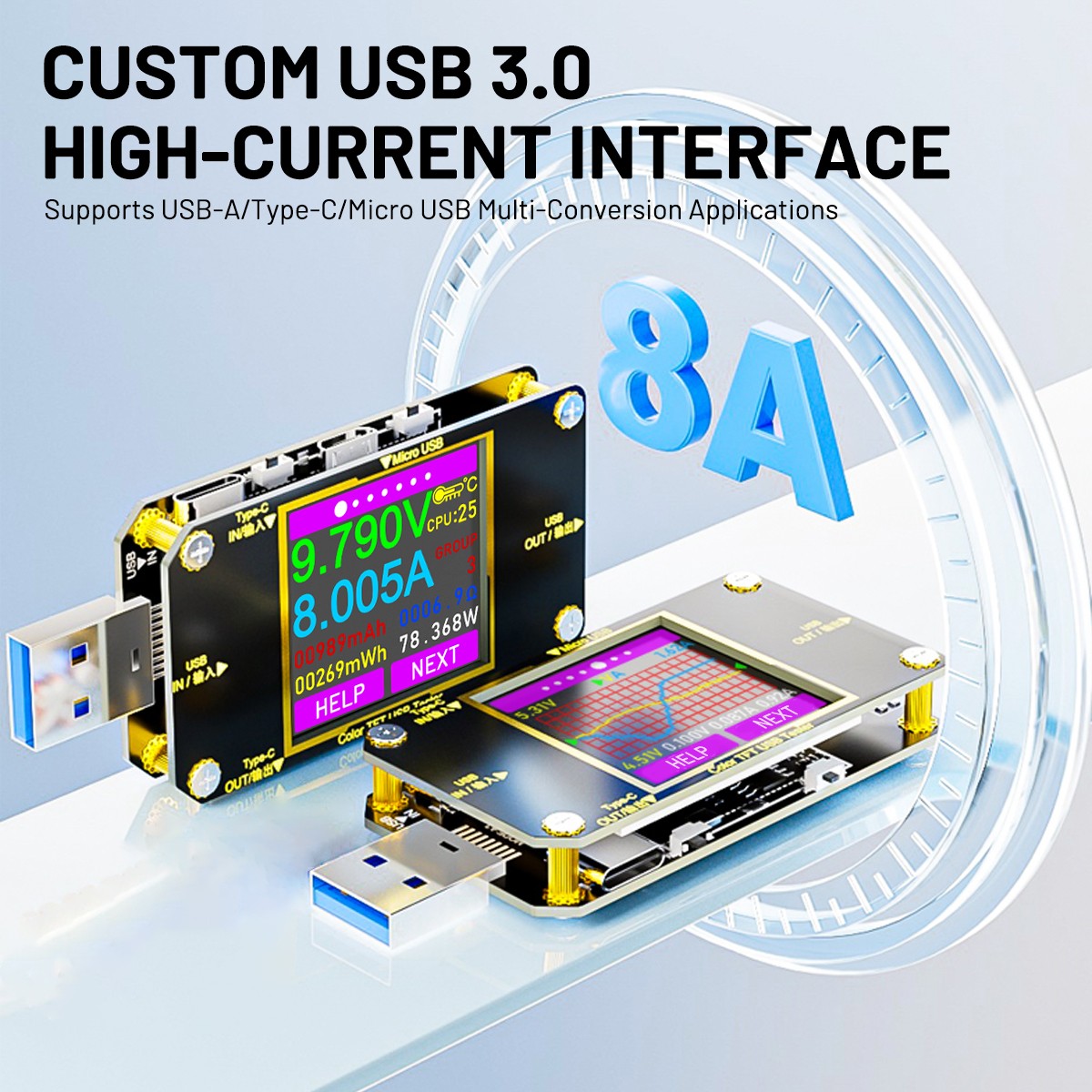 USB Type-C Meter Tester Digital Multimeter Current Voltage Power Detector +Cable