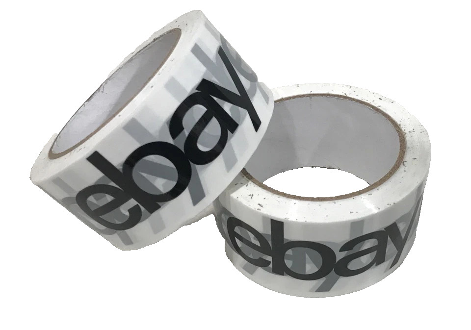 2 Rolls eBay Branded Shipping Tape With BLACK Logo – 2″ x 75 Yards New