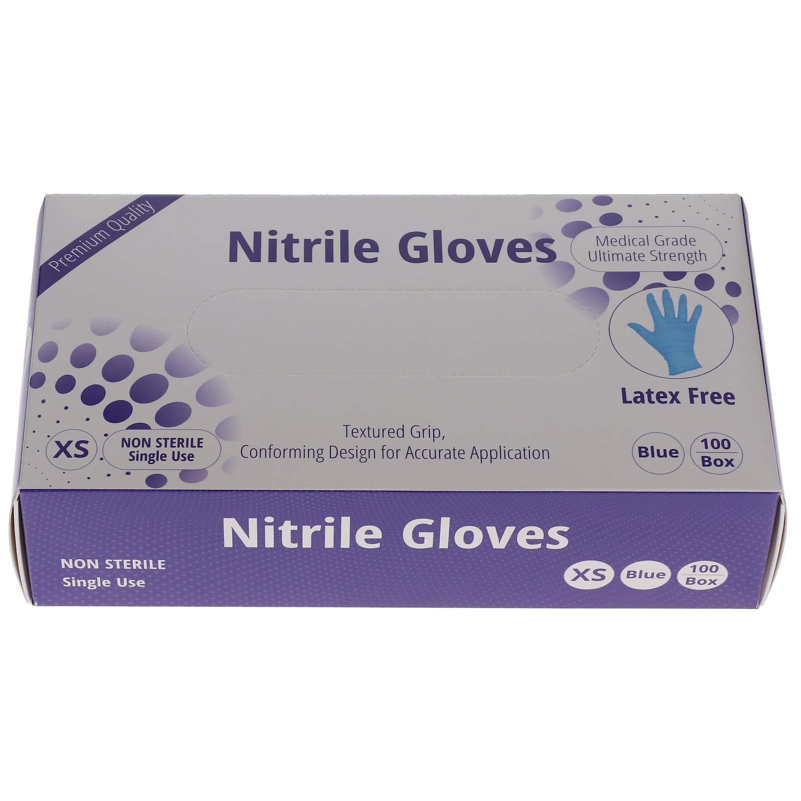 House Brand Dentistry 119130 Nitrile Exam Gloves PF Textured Blue 100/Pk X-Small