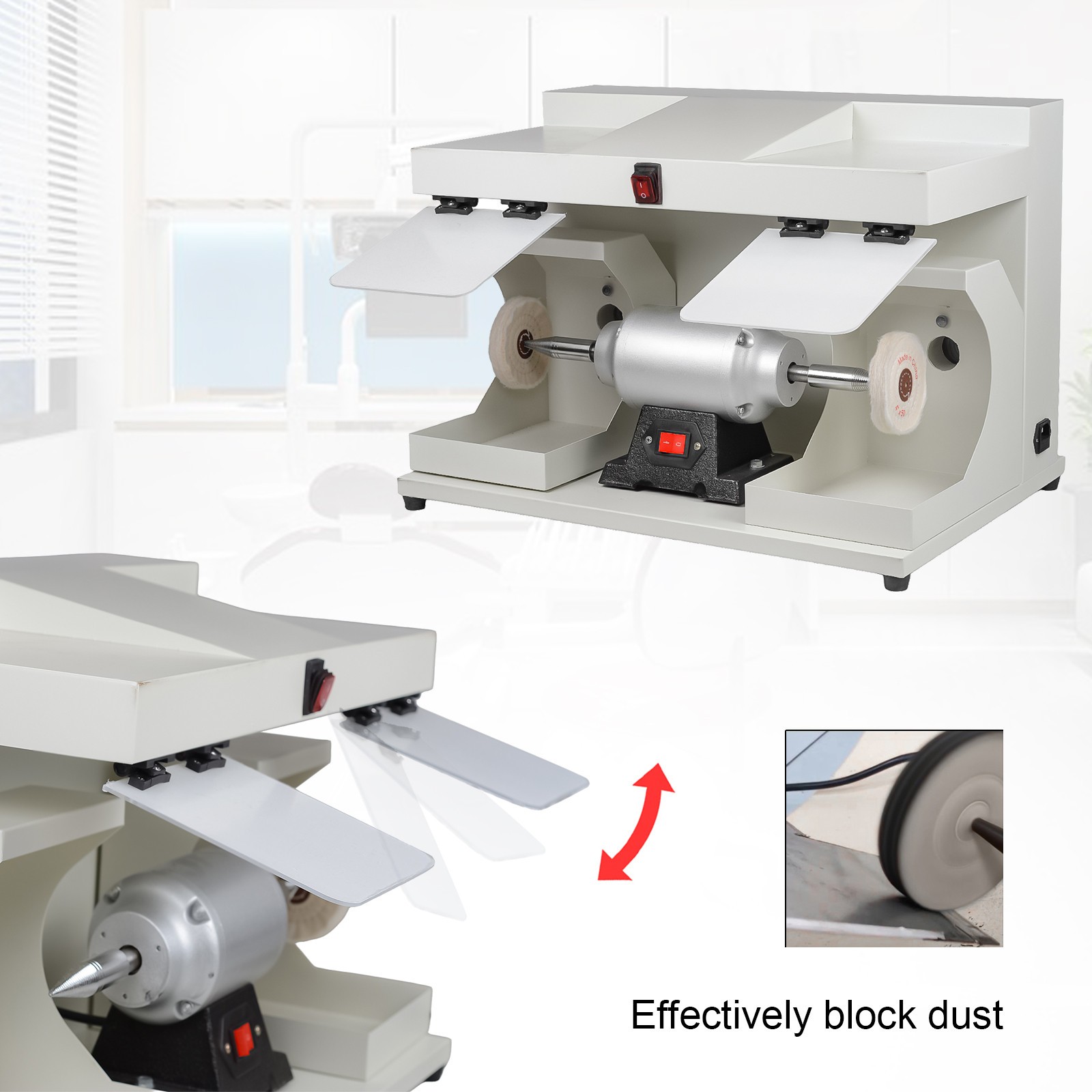Dental Lab 550W Polishing Lathe Machine 2800rpm with LED Light 2 Big Covers USA