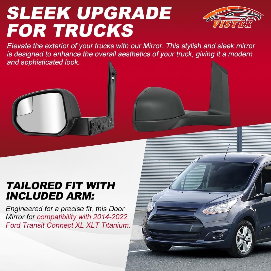 Passenger Right Side View Mirror FIT Ford Transit Connect 2014-2023 2024 – Power