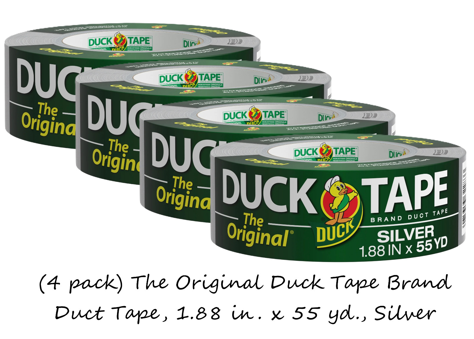 (4 pack) The Original Duck Tape Brand Duct Tape, 1.88 in. x 55 yd,Silver
