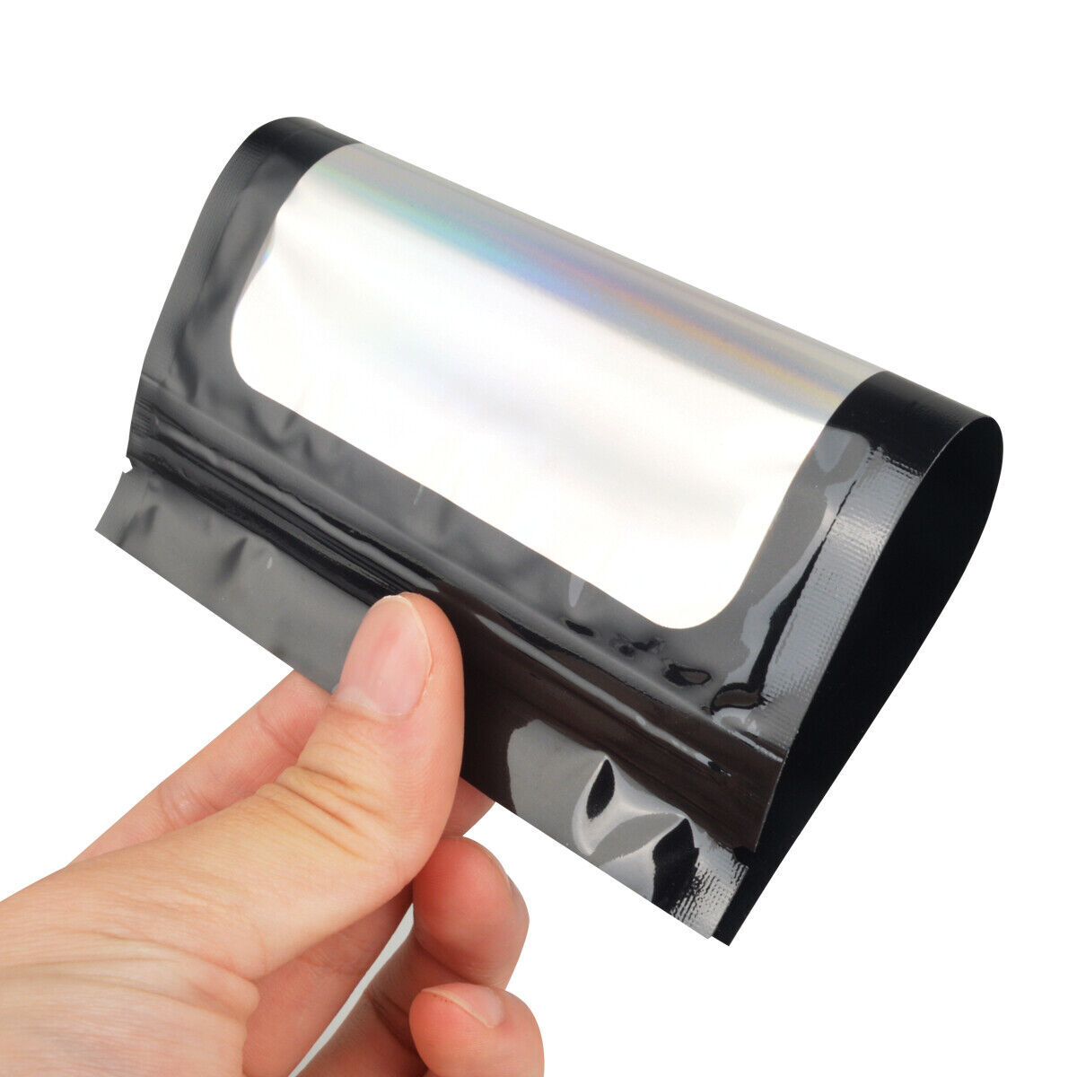 400 pcs Holographic Mylar Foil Bags Smell Proof Resealable Zip Lock Pouch Black