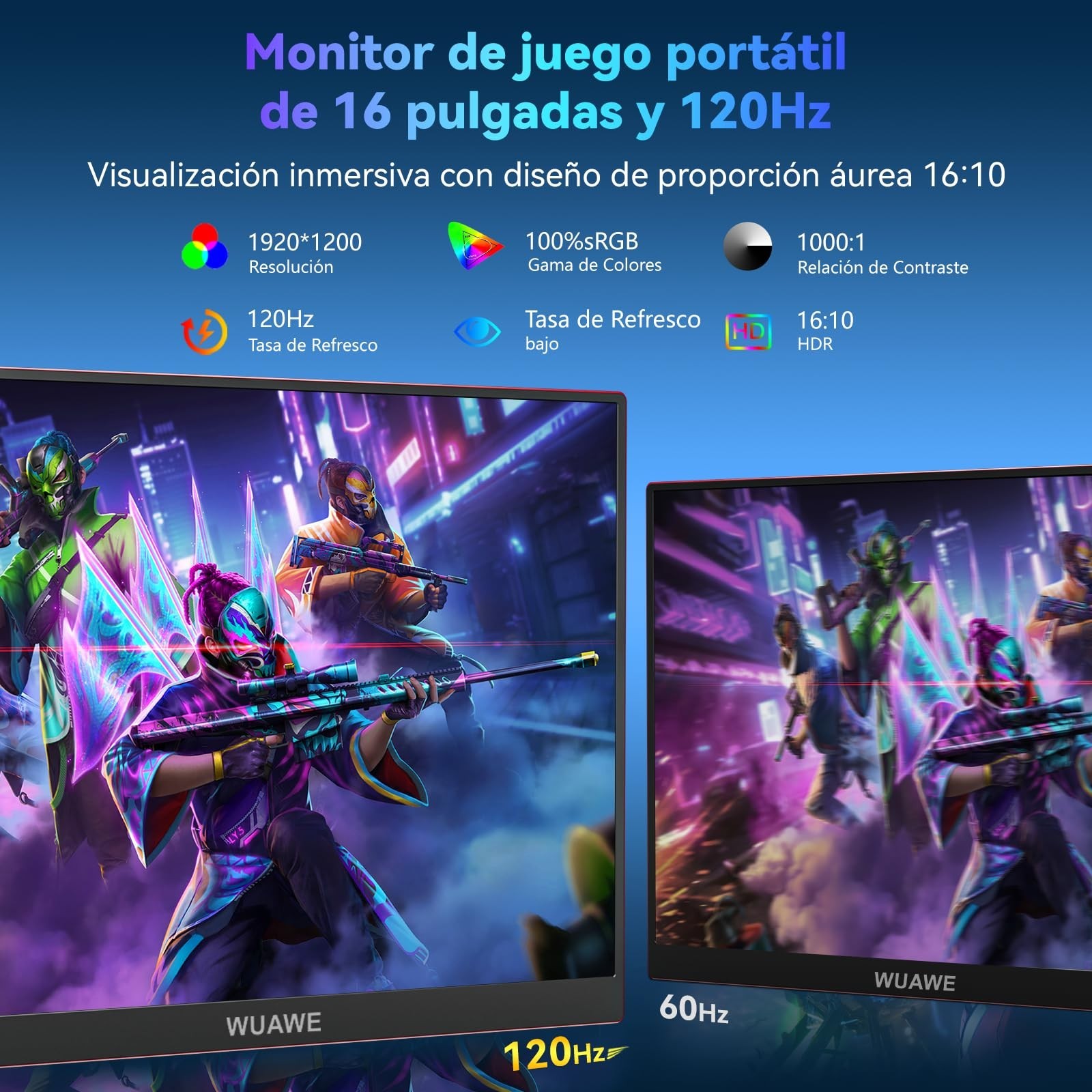 WUAWE 16 inch Portable Laptop Monitor, 100% sRGB Portable Gaming Monitor with…