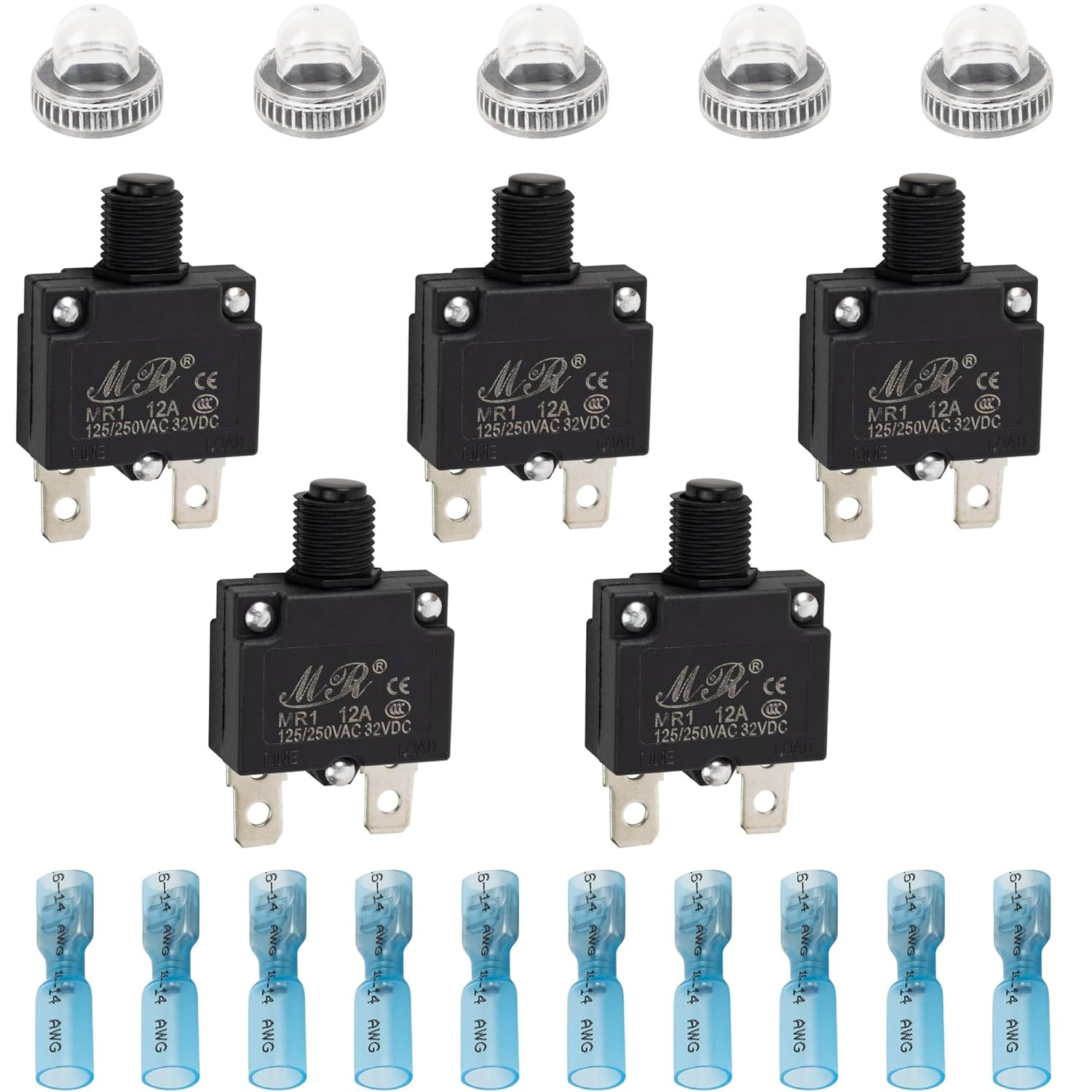 5 Packs 12Amp Thermal Circuit Breaker 125/250V AC 32V DC – Overload Protector…