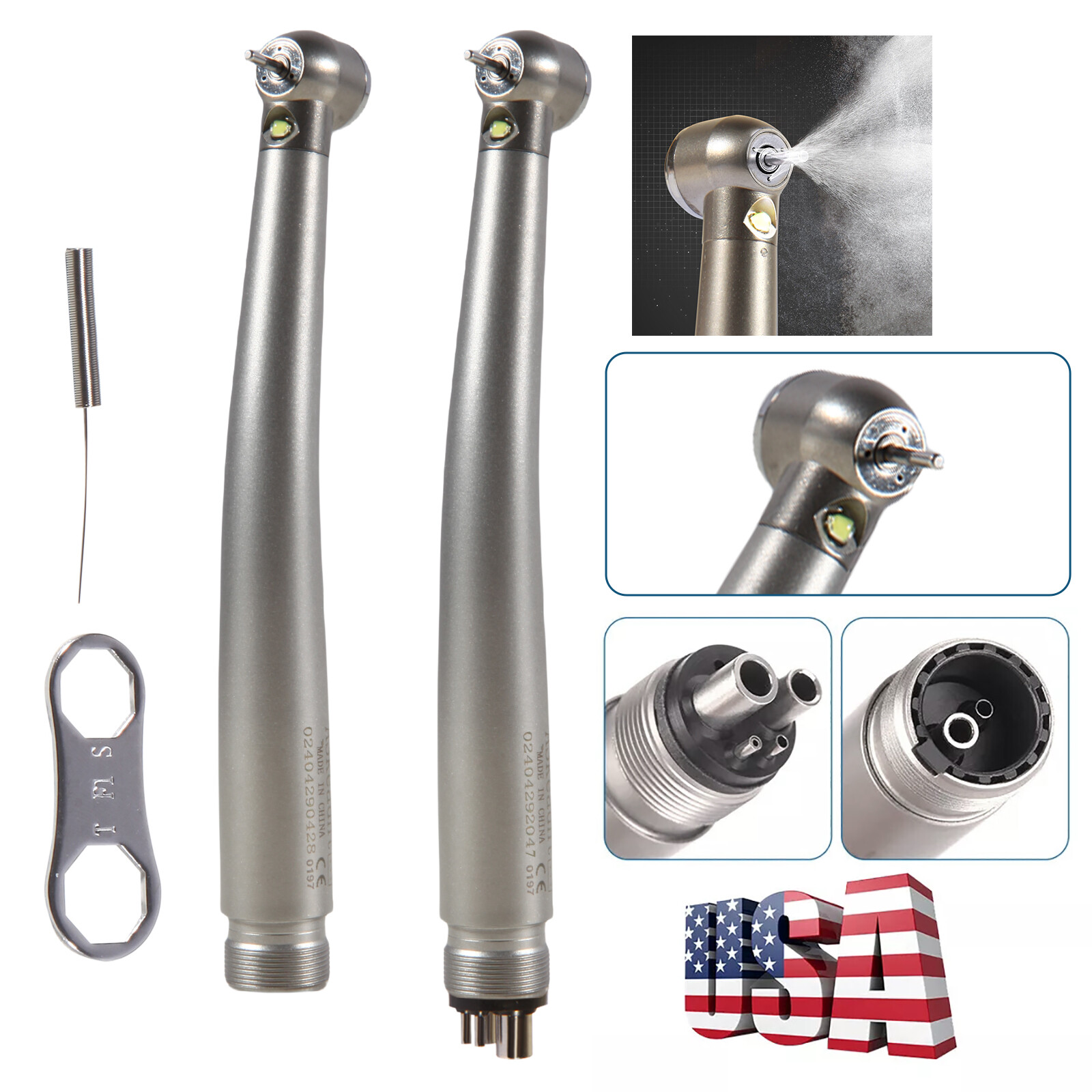 Pieza de mano LED turbina alta velocidad fibra óptica dental estilo NSK 2/4 Hole