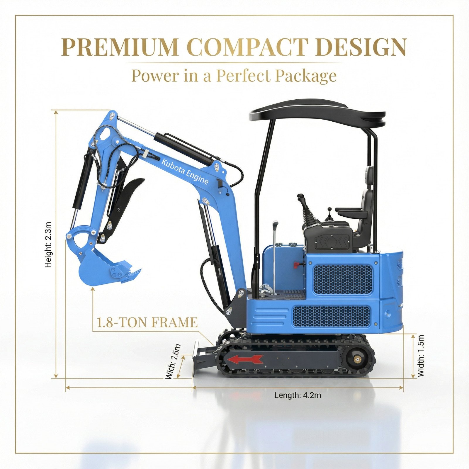 4,000 lbs Mini Excavator | KUBOTA Diesel Engine | Hydraulic Thumb，Compact Digger