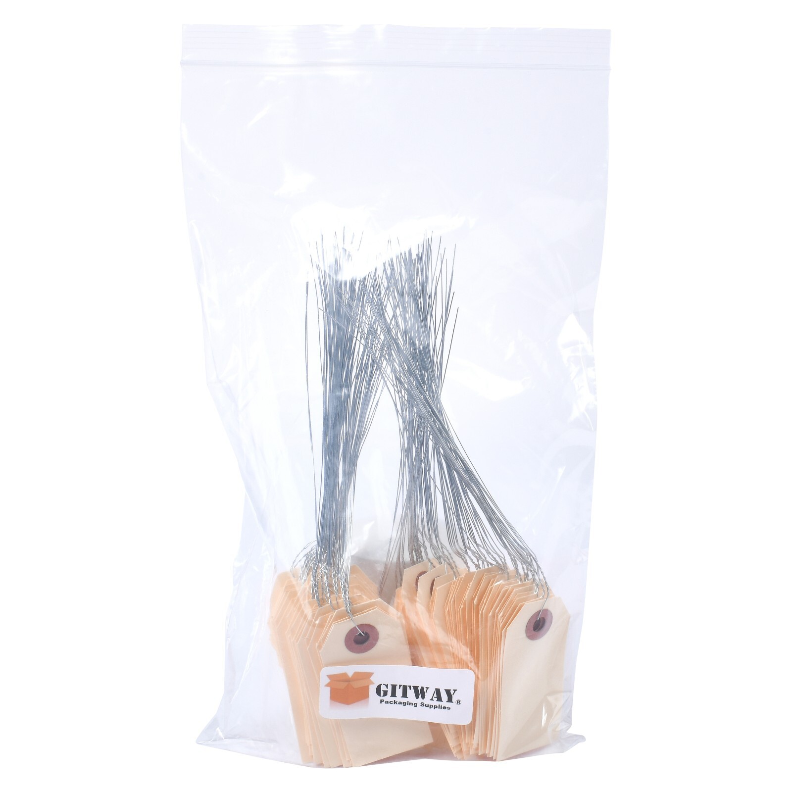 1000- 2 3/4″ x 1 3/8″ Size 1 Manila Inventory Shipping Hang Tags with Wire 13 Pt