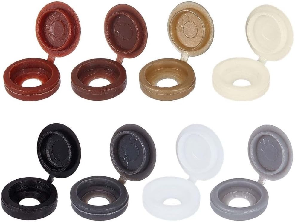1 Box 200Pcs 8 Colors Hinged Screws Cover Caps Fold Snap Covers Plastic Shutter