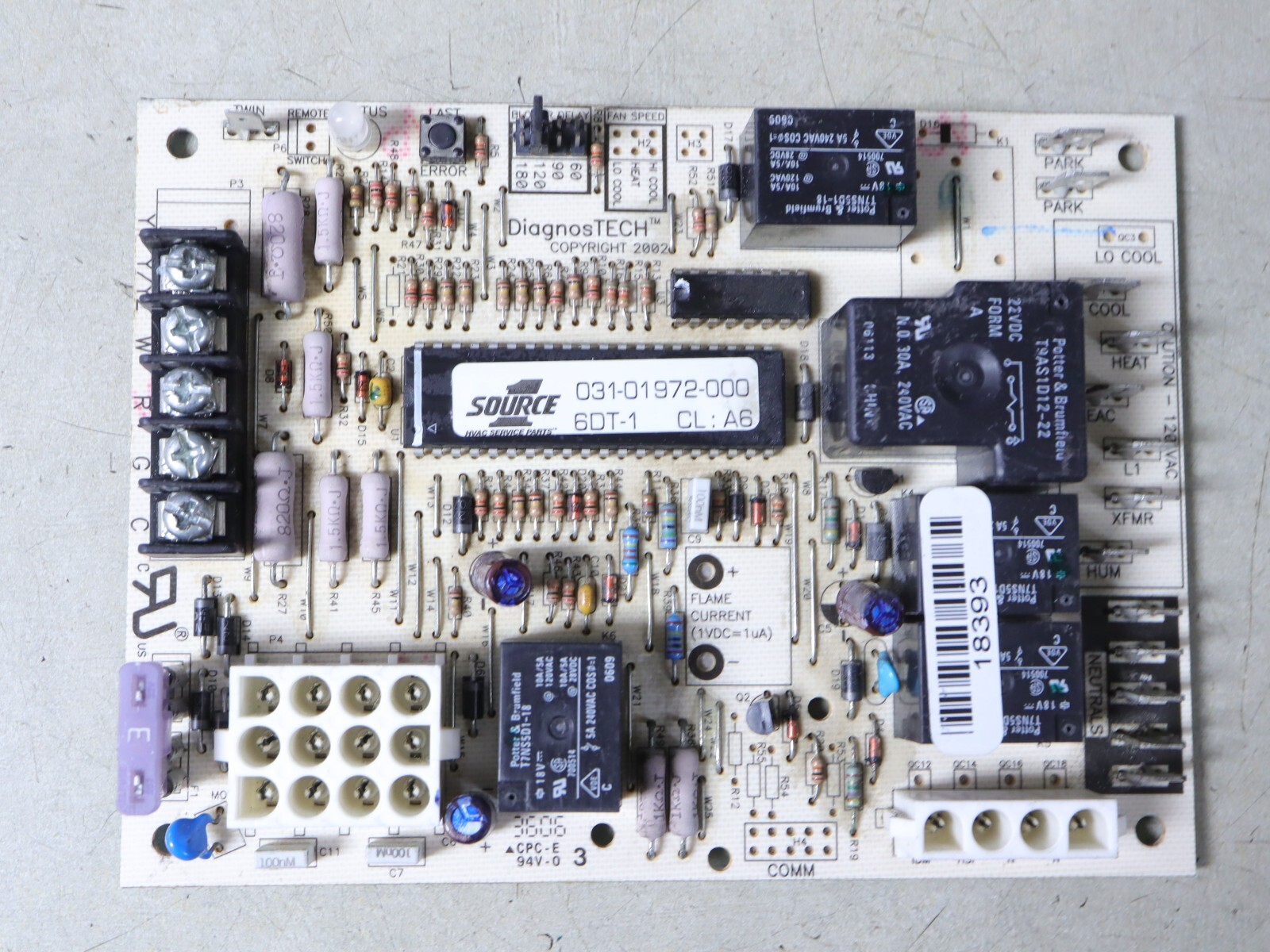 York Luxaire Coleman 031-01972-000 Furnace Control Circuit Board