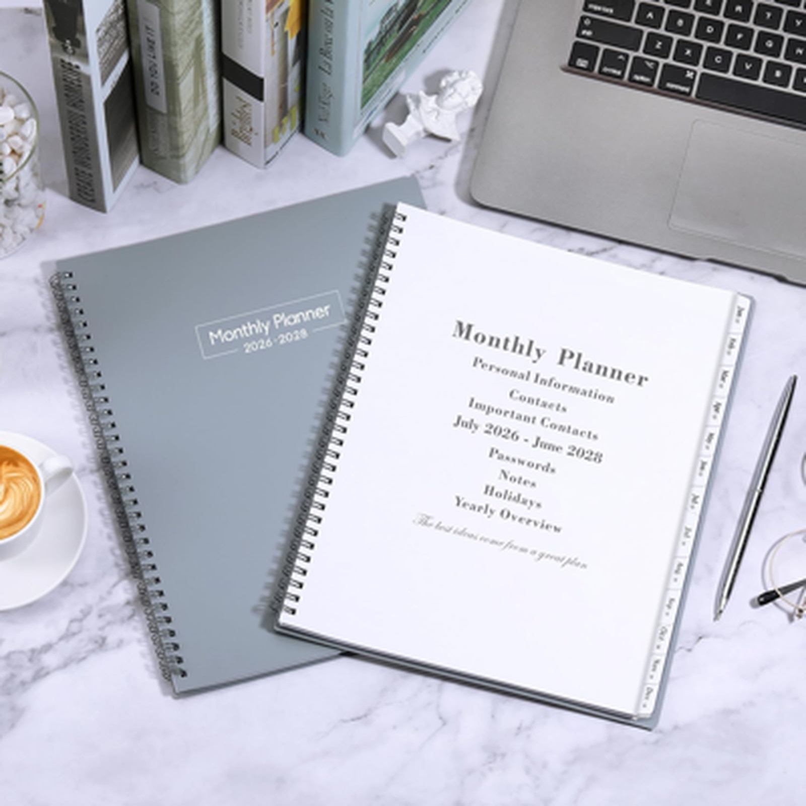 Monthly Planner 2026 2027 2028 Large 11×8.5 Inch Cover Tabs Spaced Notes Holiday