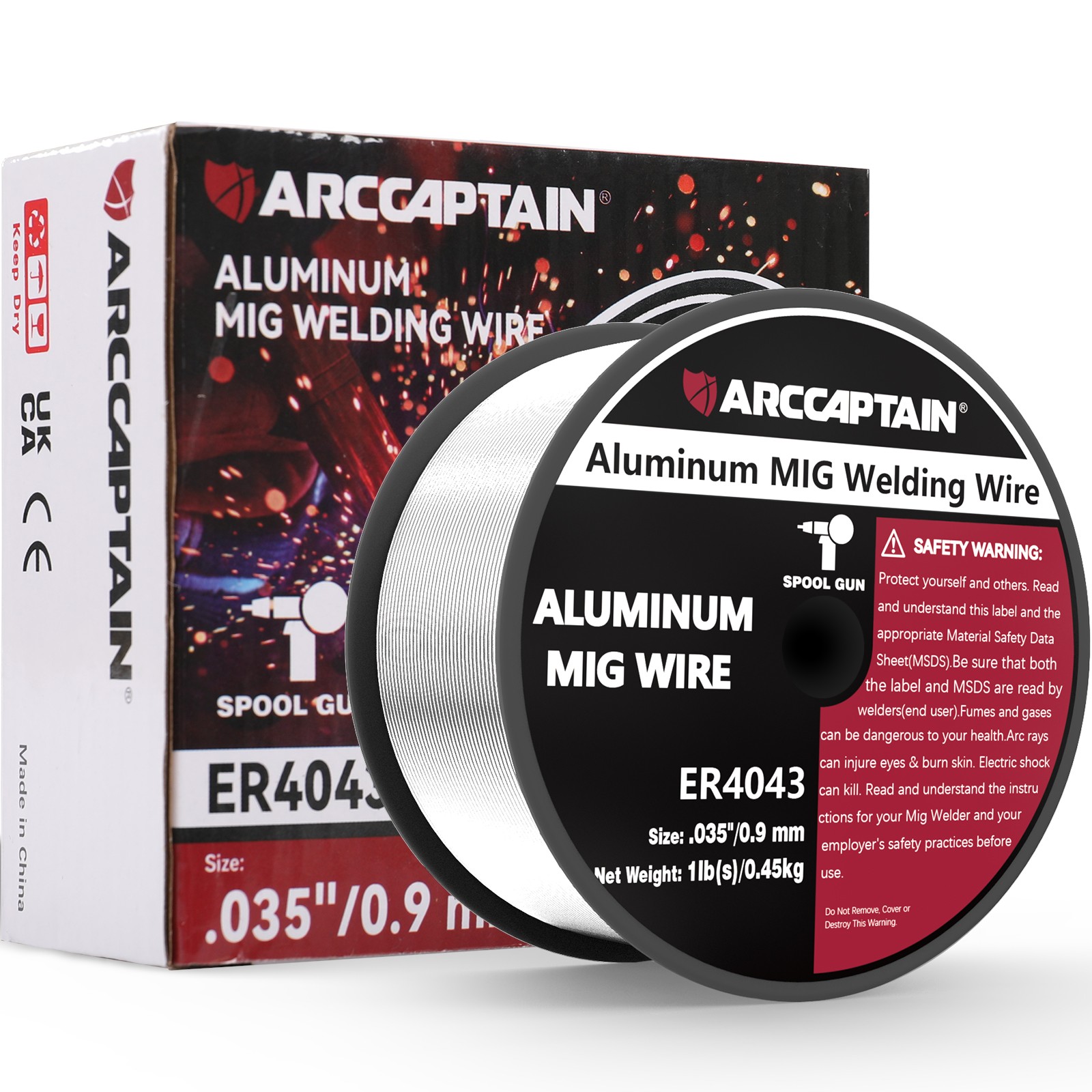 ARCCAPTAIN Silicon Aluminum Mig Welding Wire ER4043 .035″ 1 Pound Spool Roll New