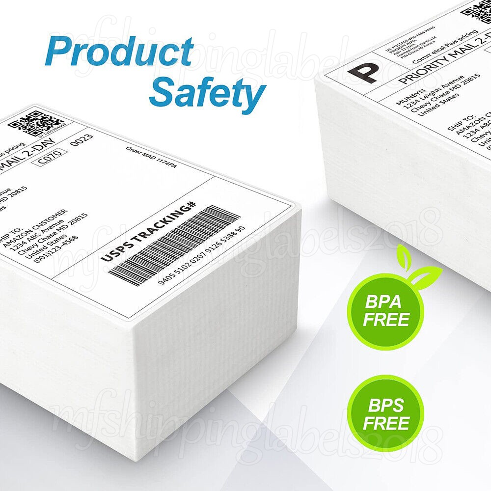 100-10000 4×6 Fanfold Direct Thermal Shipping Labels for Zebra & Rollo Printers