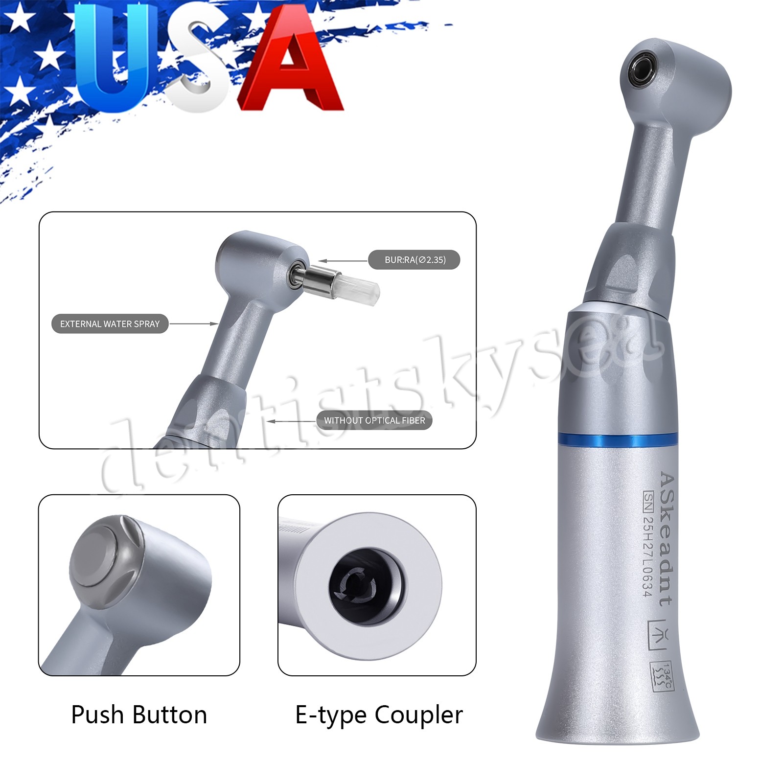NSK Style Dental Slow Low Speed Contra Angle Handpiece Latch E-Type Attach YP